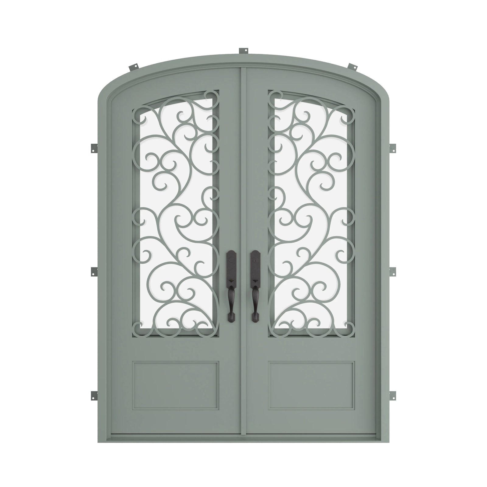 Pinkys Story steel door, double, arch, closed