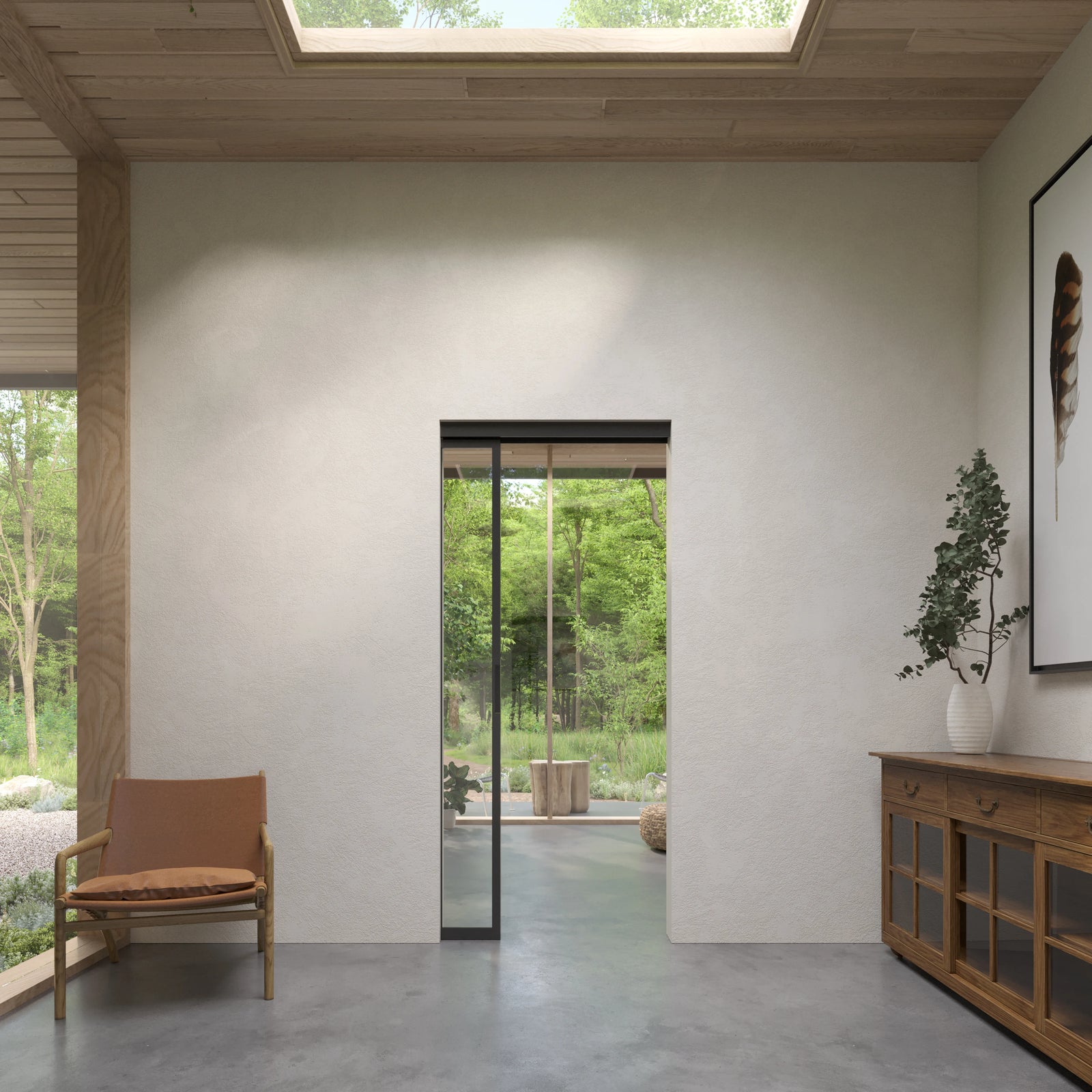 Pinkys Air Lite interior steel door, single, flat, sliding, pocket, top-track