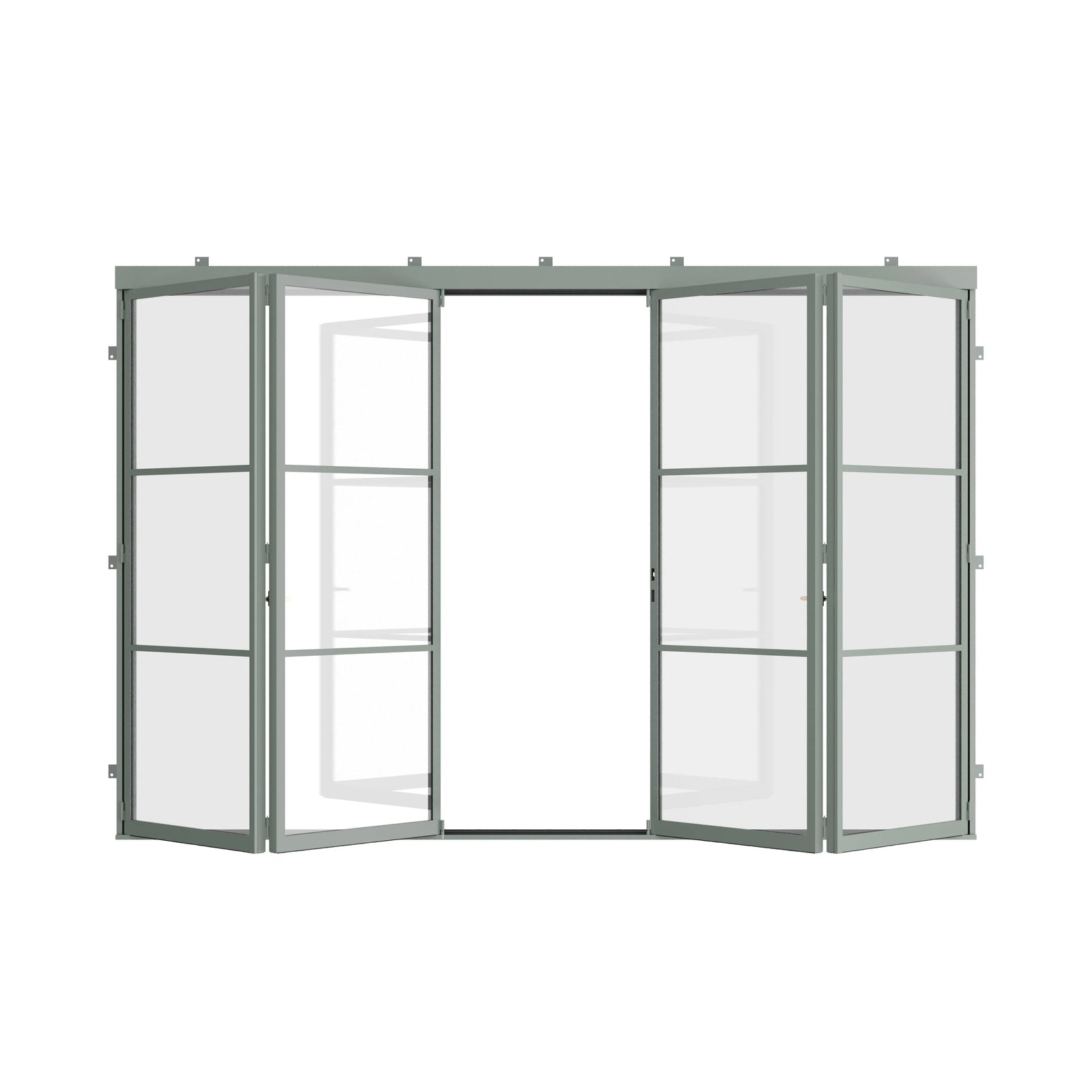 Pinkys Air 4 steel door, bifold, center-split, open