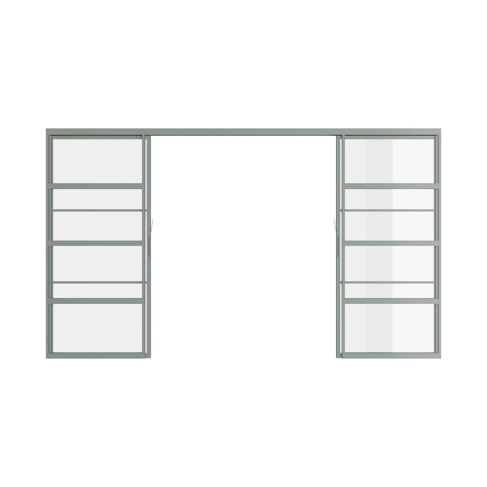 Pinkys Air 4 interior steel door, double, flat, sliding, pocket, top-track, open