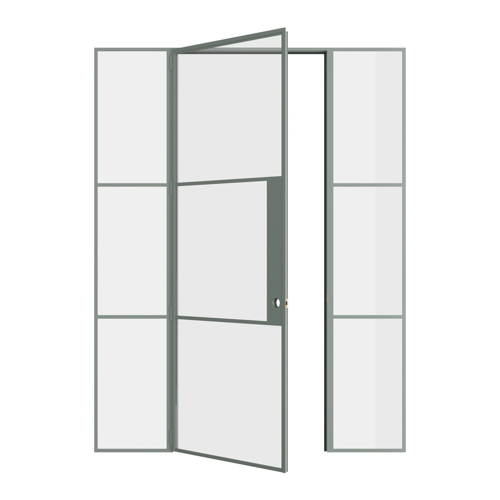 Pinkys Air 4 interior steel door, single, flat, with side windows, open