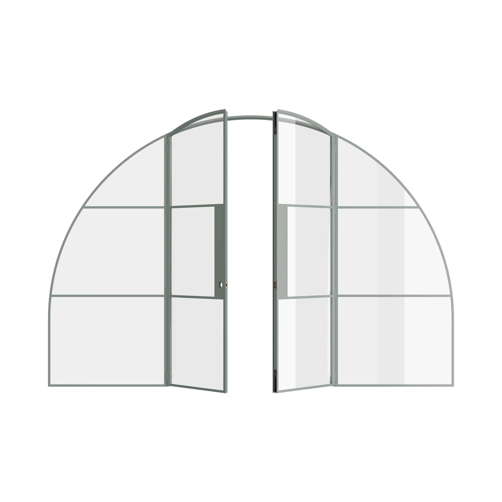 Pinkys Air 4 interior steel door, double, full arch, with side windows, open