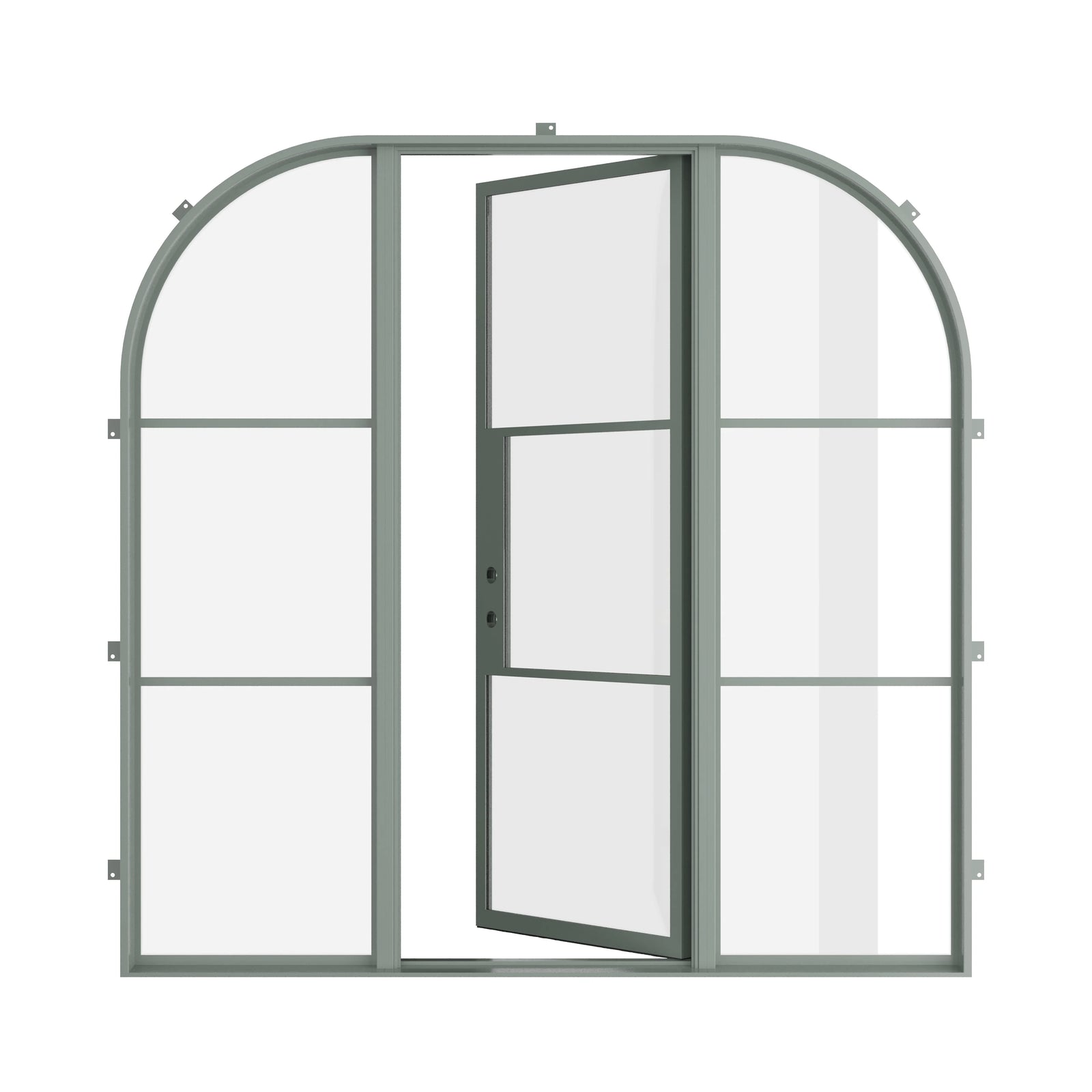 Pinkys Air 4 steel door, single, flat, with side windows, open