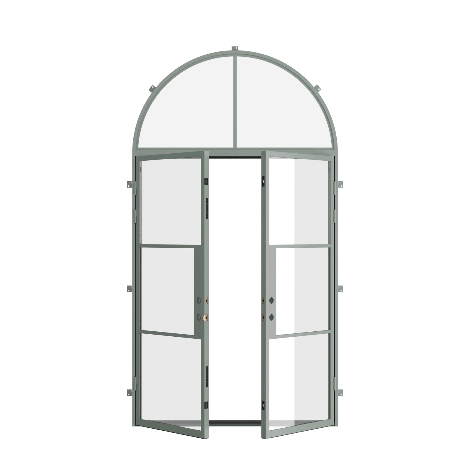 Pinkys Air 4 steel door, double, flat, with a full-arch top window, open