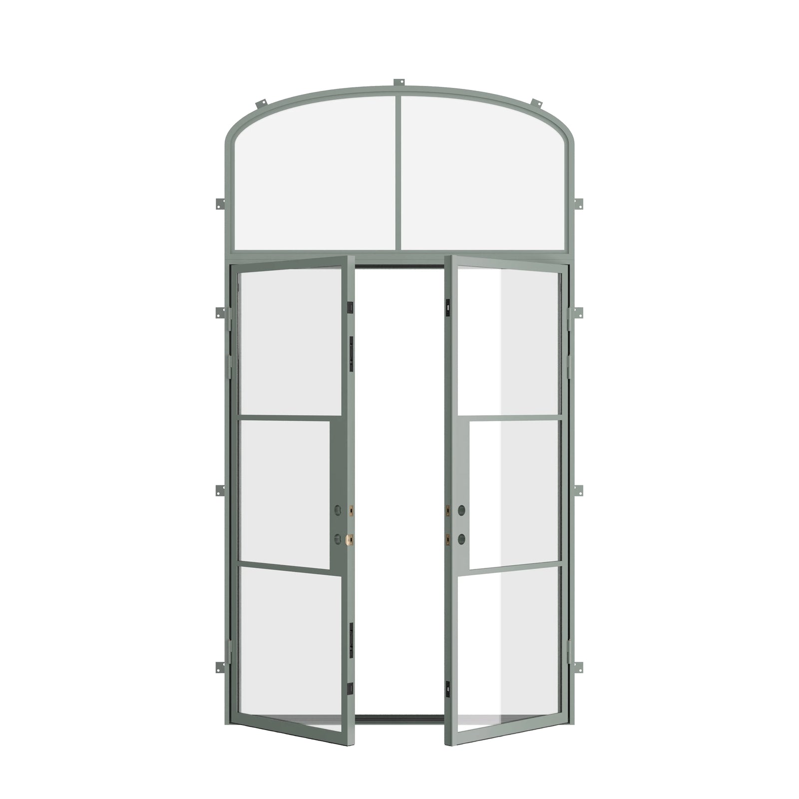 Pinkys Air 4 steel door, double, flat, with a mini-arch top window, open