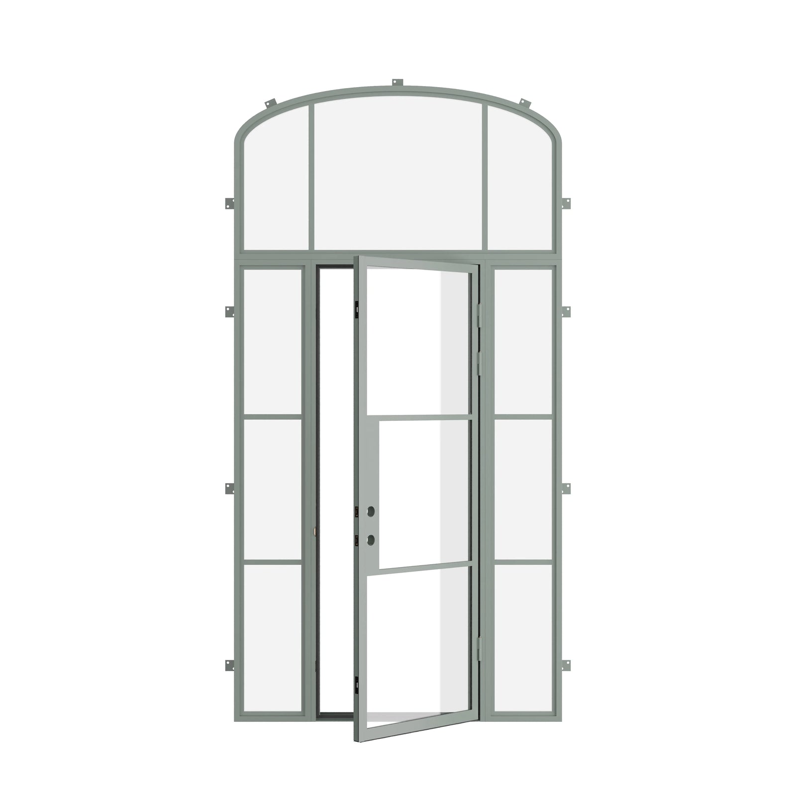 Pinkys Air 4 steel door, single, flat, with a mini-arch top window, open