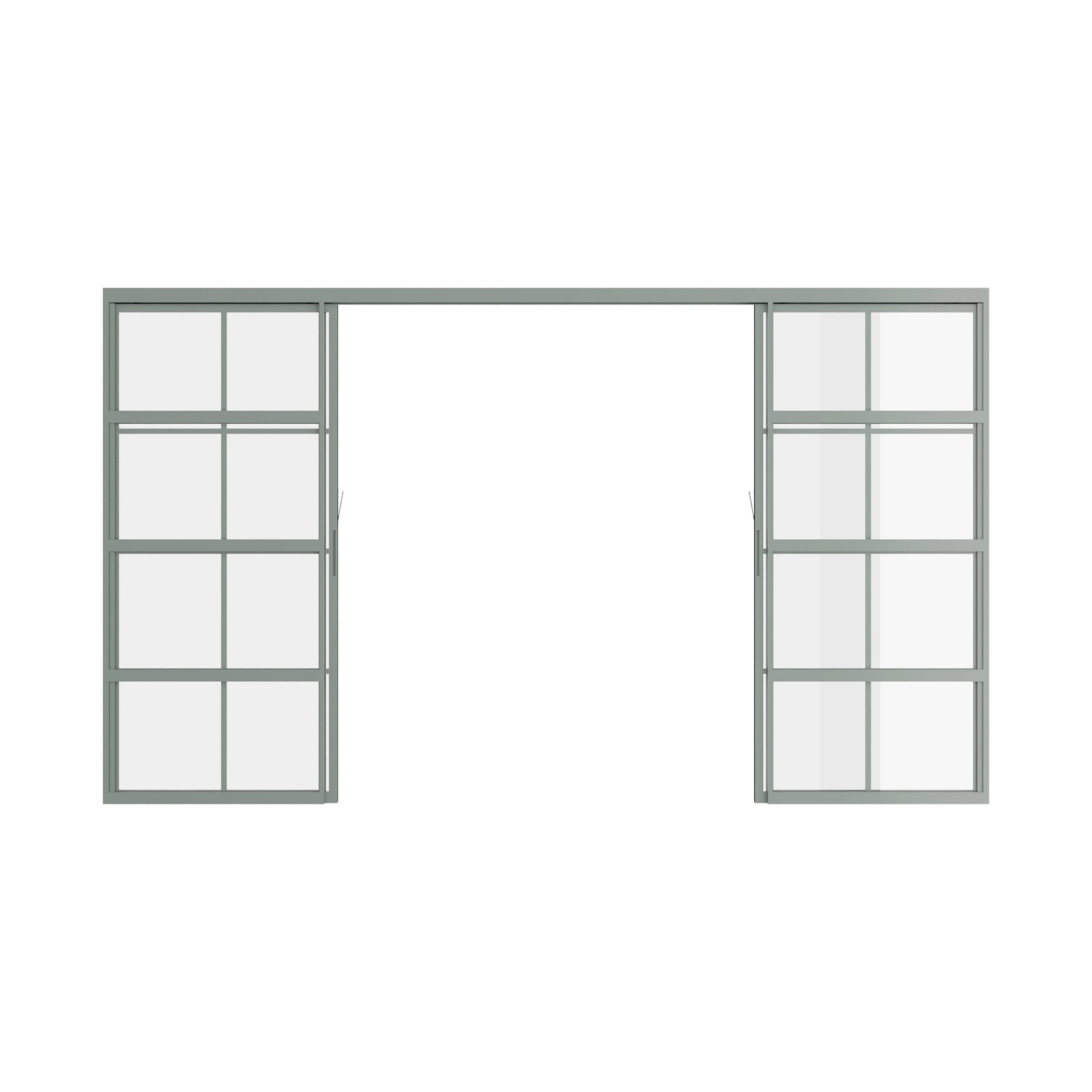 Pinkys Air 5 interior steel door, double, flat, sliding, pocket, top-track, open