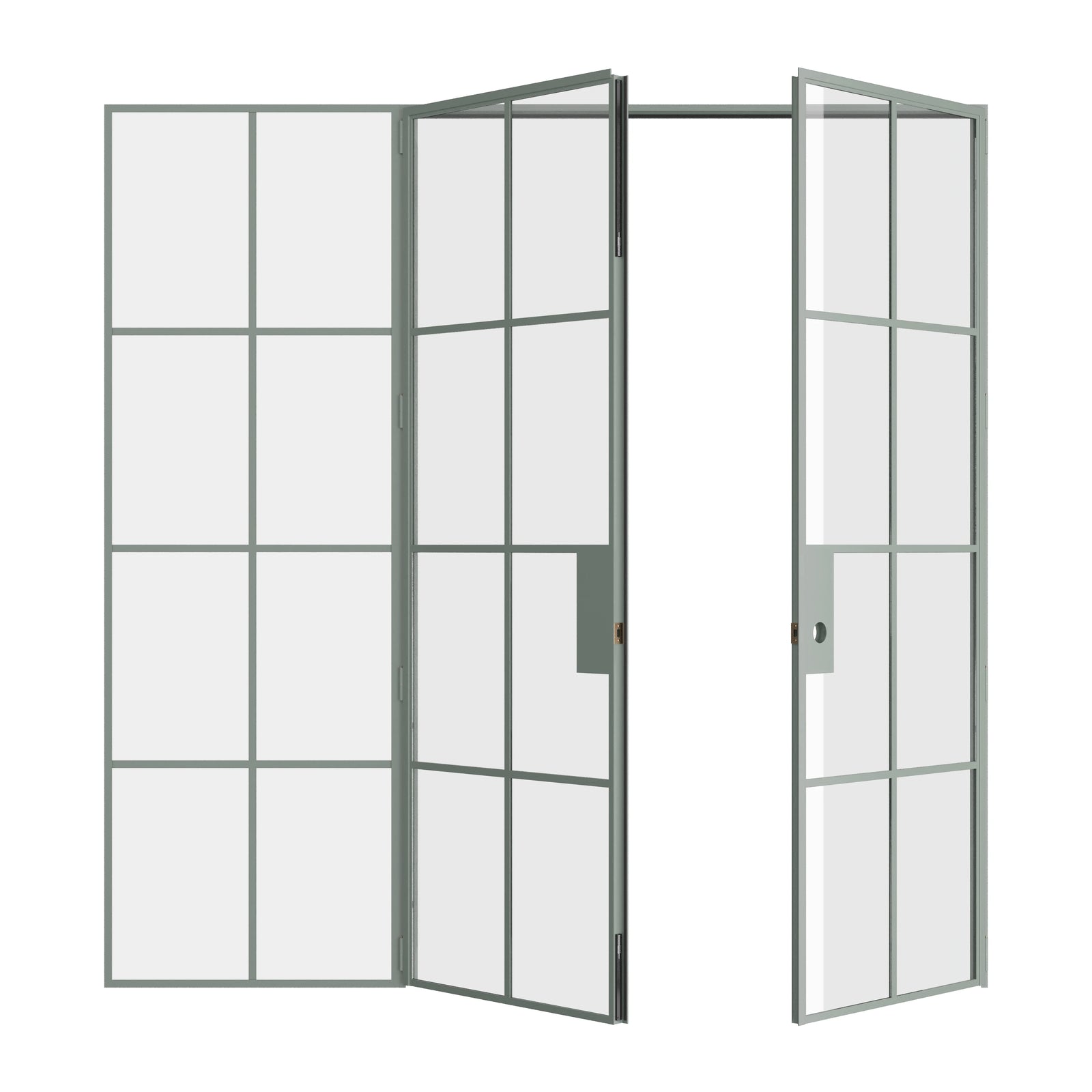 Pinkys Air 5 interior steel door, double, flat, with a left side window, open