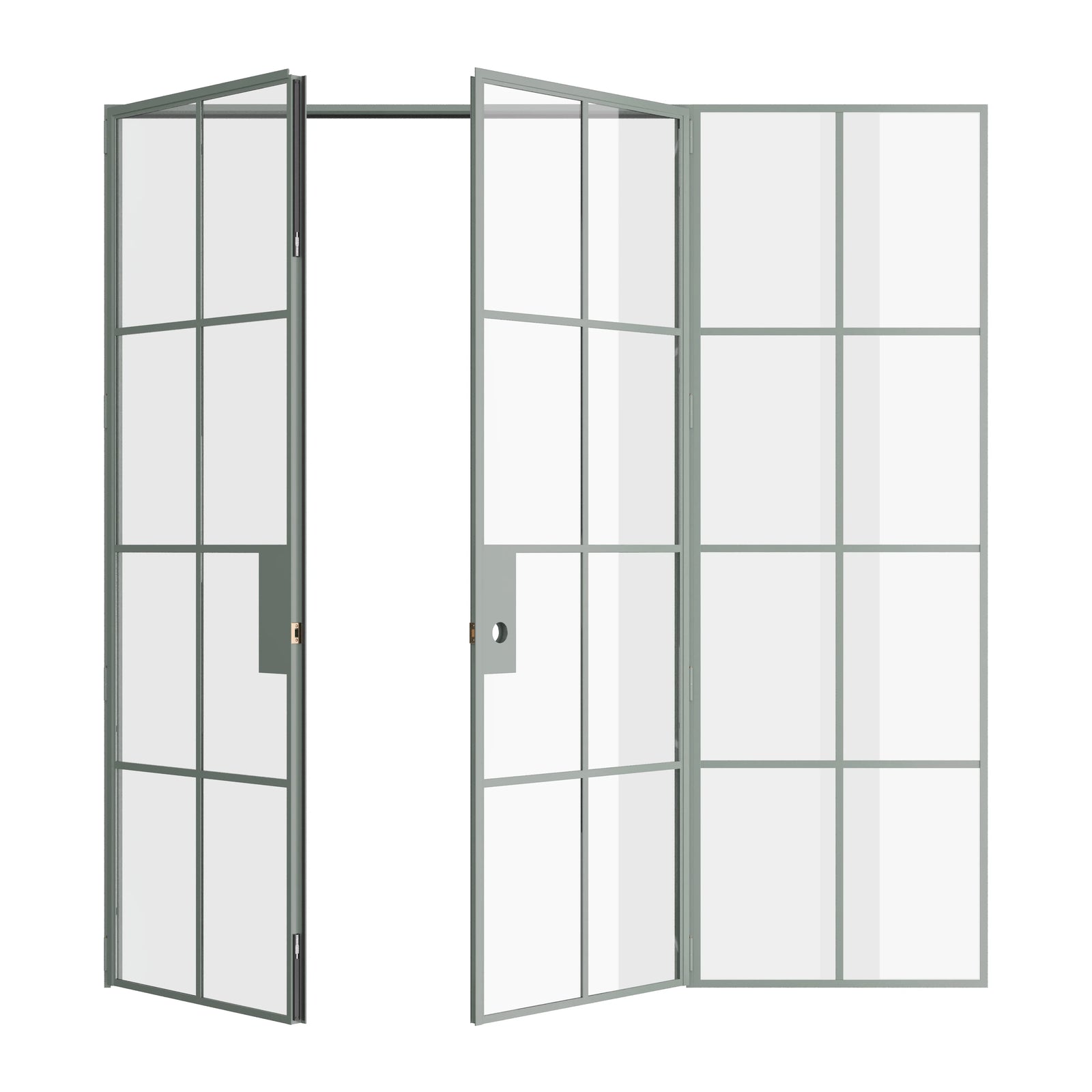 Pinkys Air 5 interior steel door, double, flat, with a right side window, open