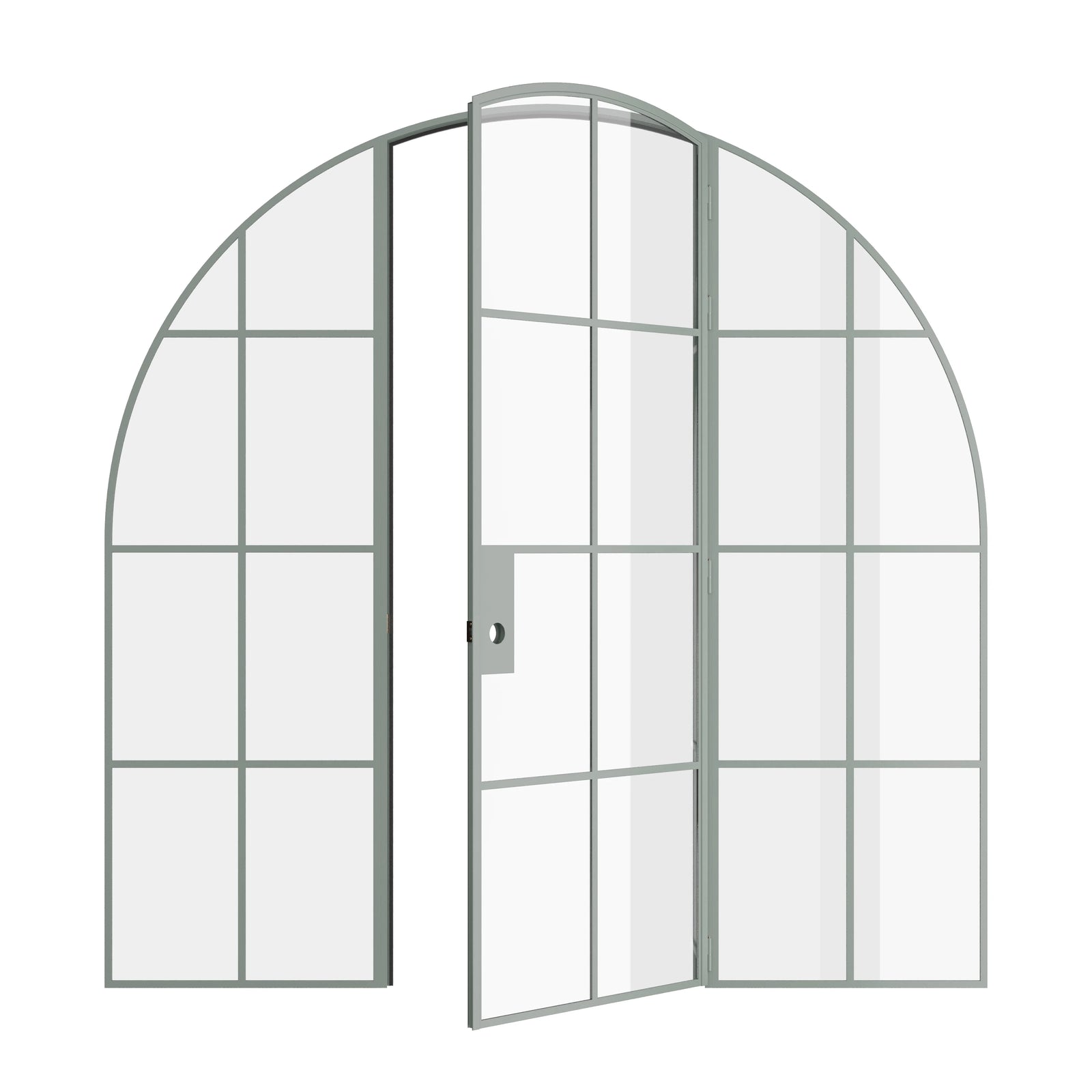Pinkys Air 5 interior steel door, single, arch, with side windows, open