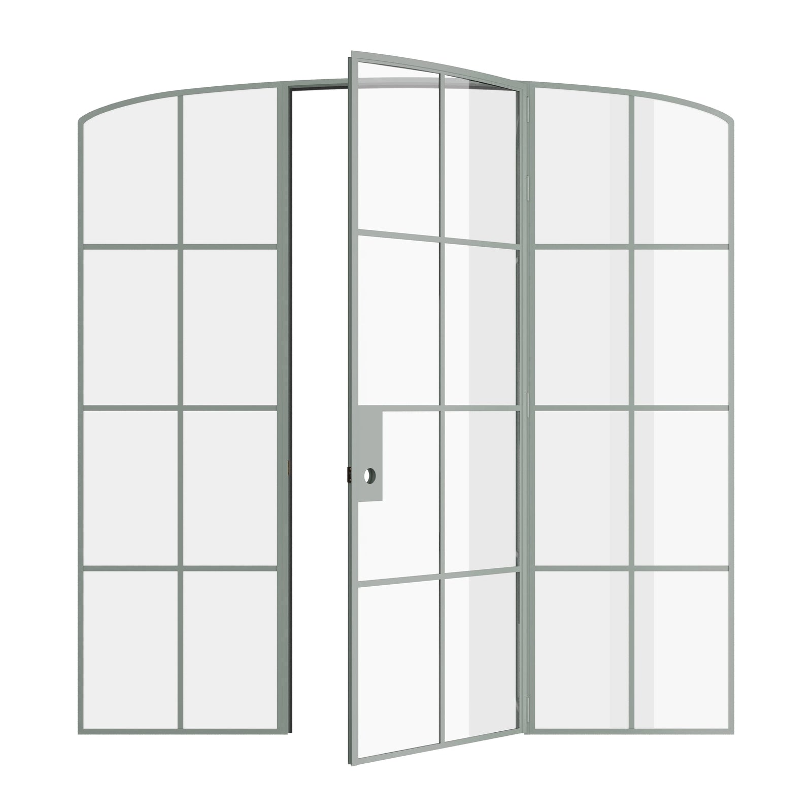 Pinkys Air 5 interior steel door, single, mini arch, with side windows, open