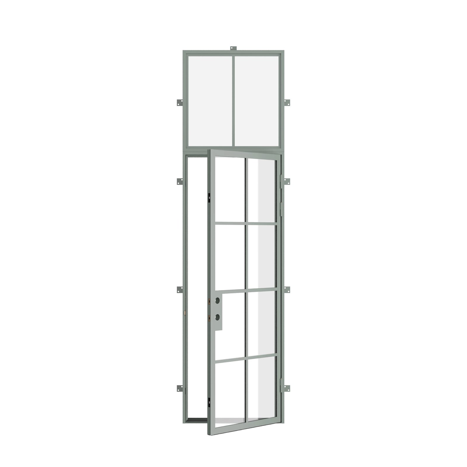 Pinkys Air 5 steel door, single, flat, with a flat top window, open