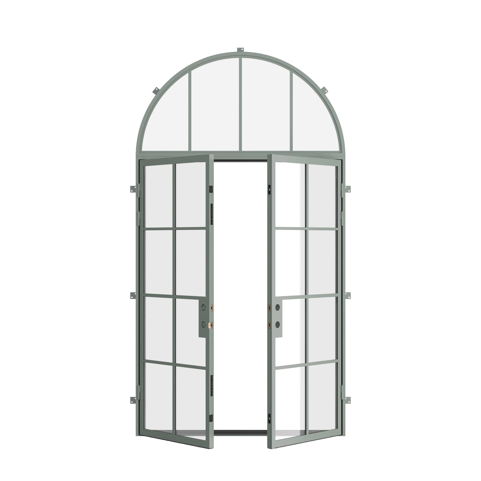 Pinkys Air 5 steel door, double, flat, with a full-arch top window, open