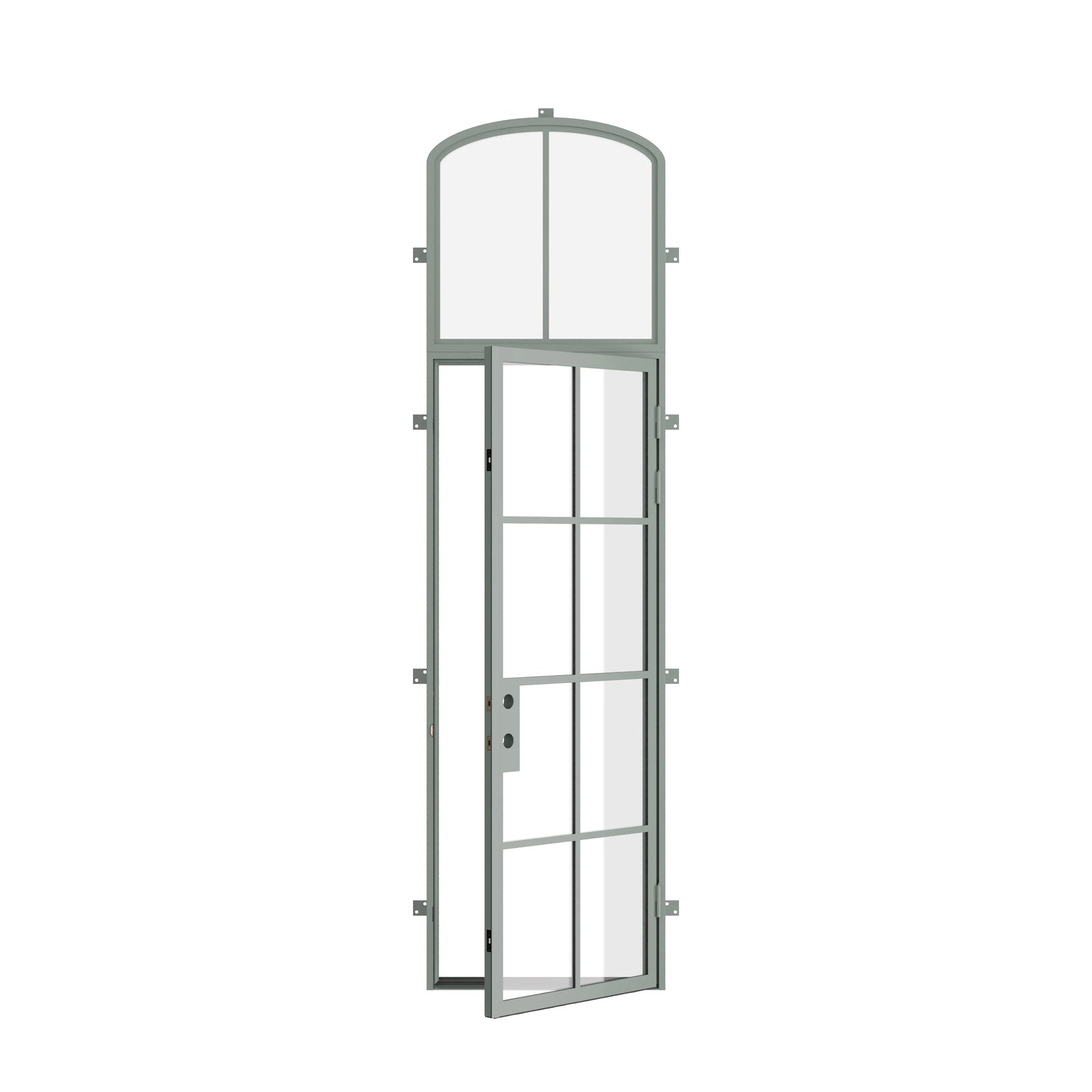 Pinkys Air 5 steel door, single, flat, with a mini-arch top window, open