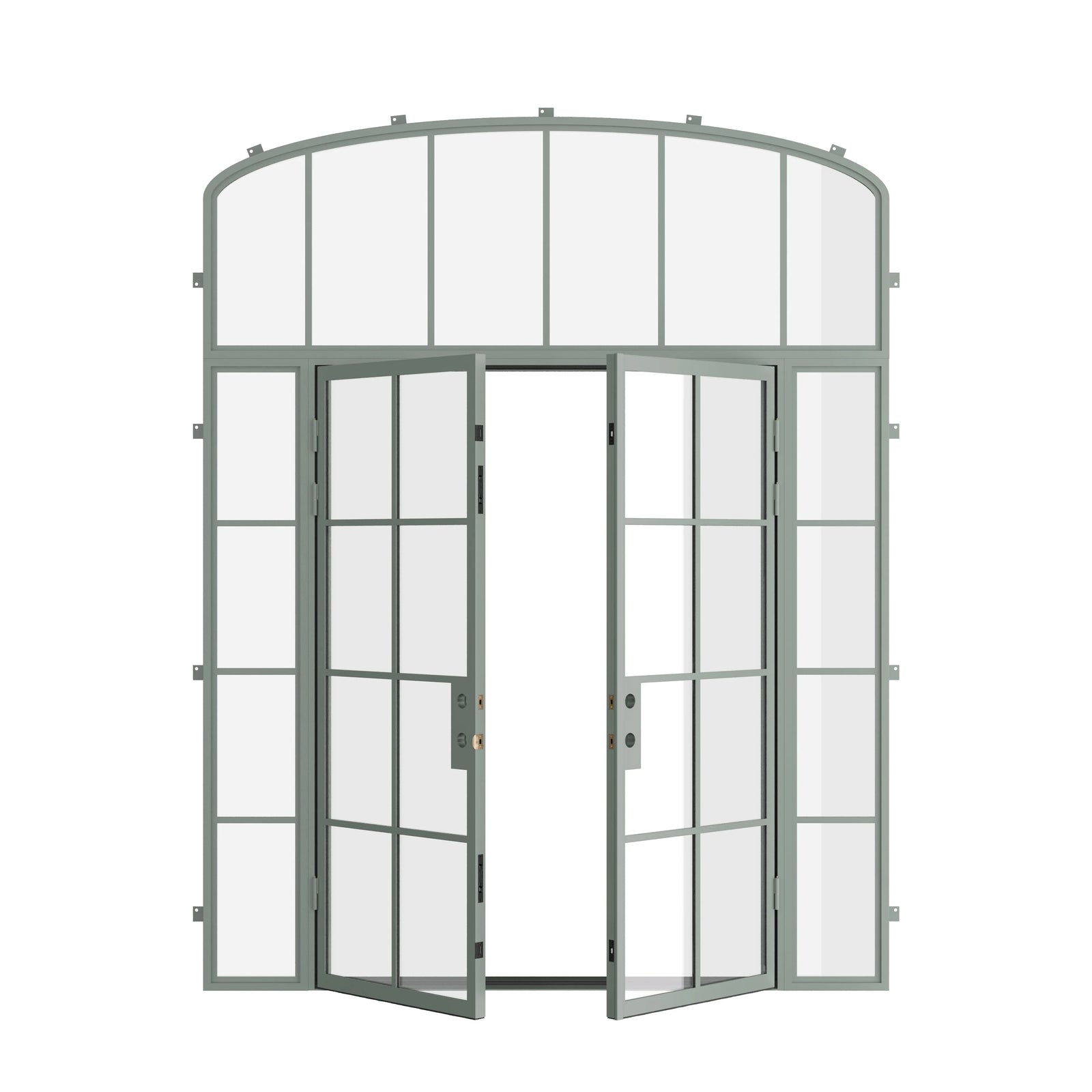 Pinkys Air 5 steel door, double, flat, with side windows, with a mini-arch top window, open