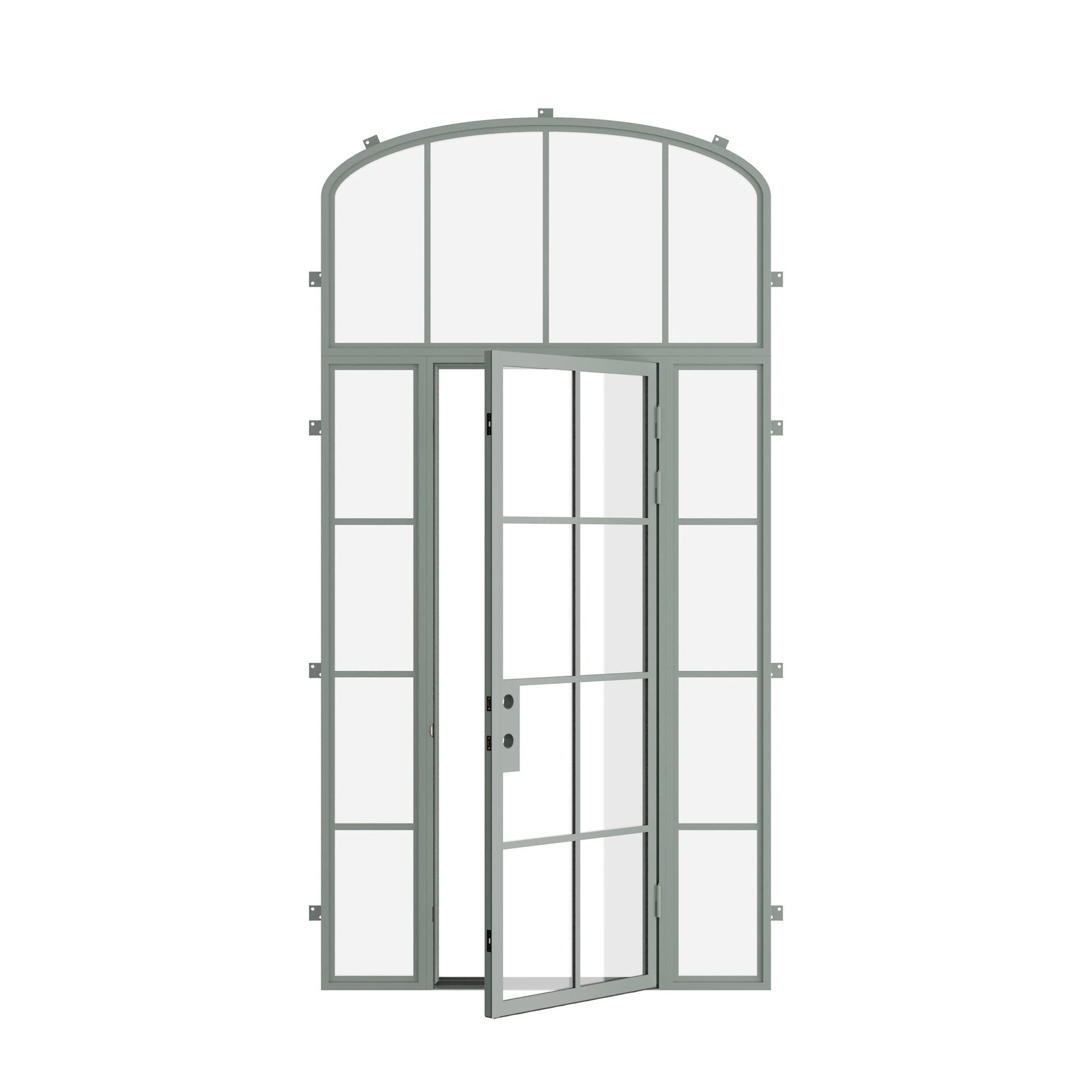 Pinkys Air 5 steel door, single, flat, with side windows, with a mini-arch top window, open