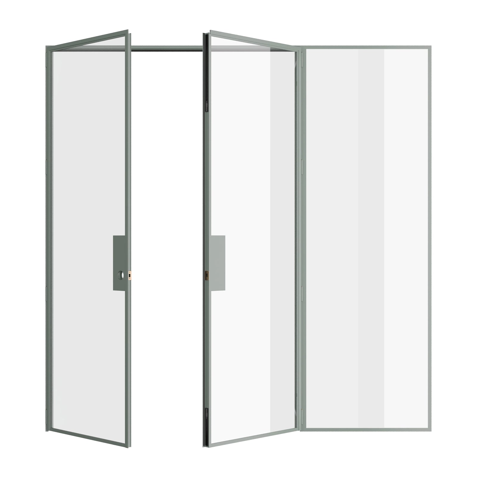 Pinkys Air Lite interior steel door, double, flat, with a right side window, open