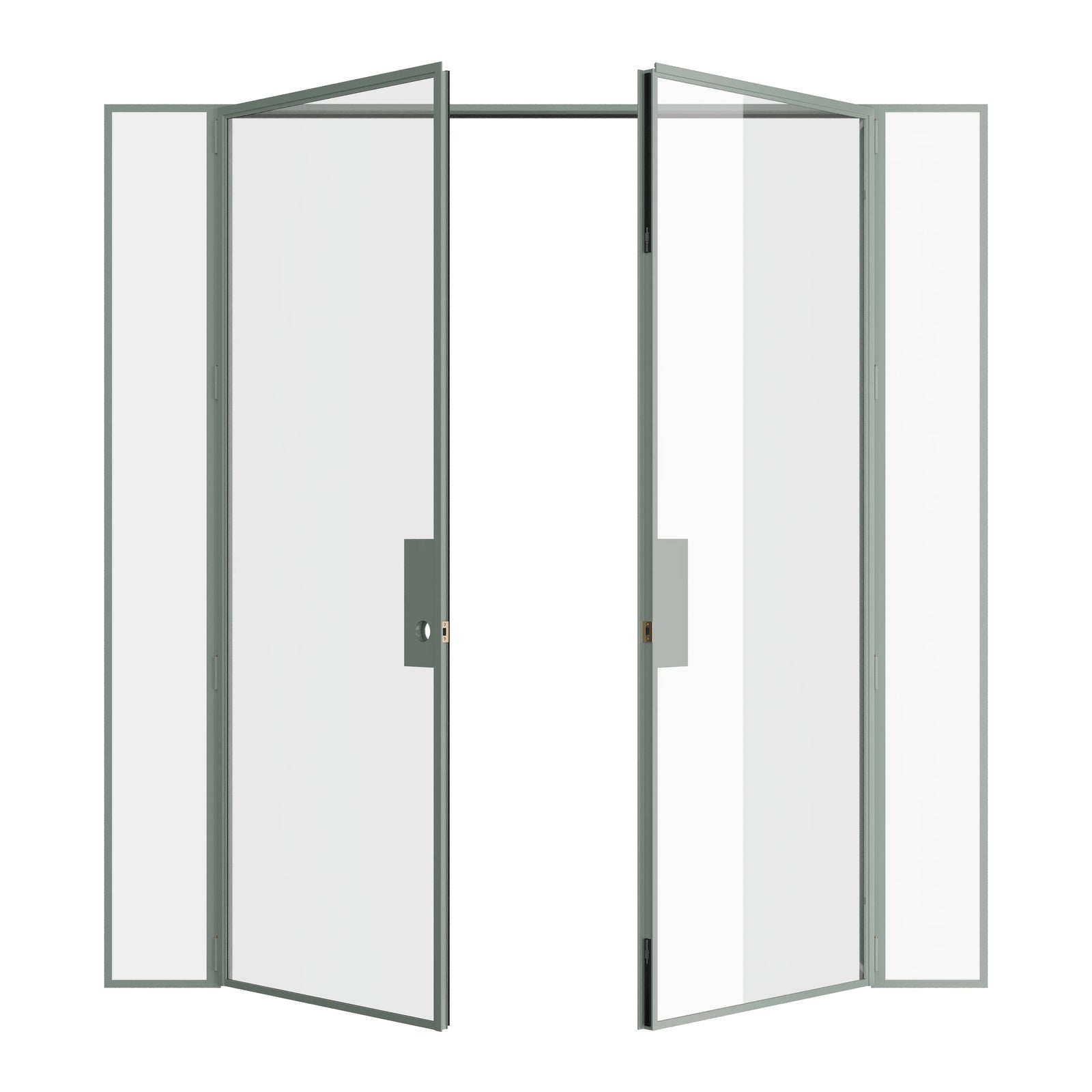 Pinkys Air Lite interior steel door, double, flat, with side windows, open