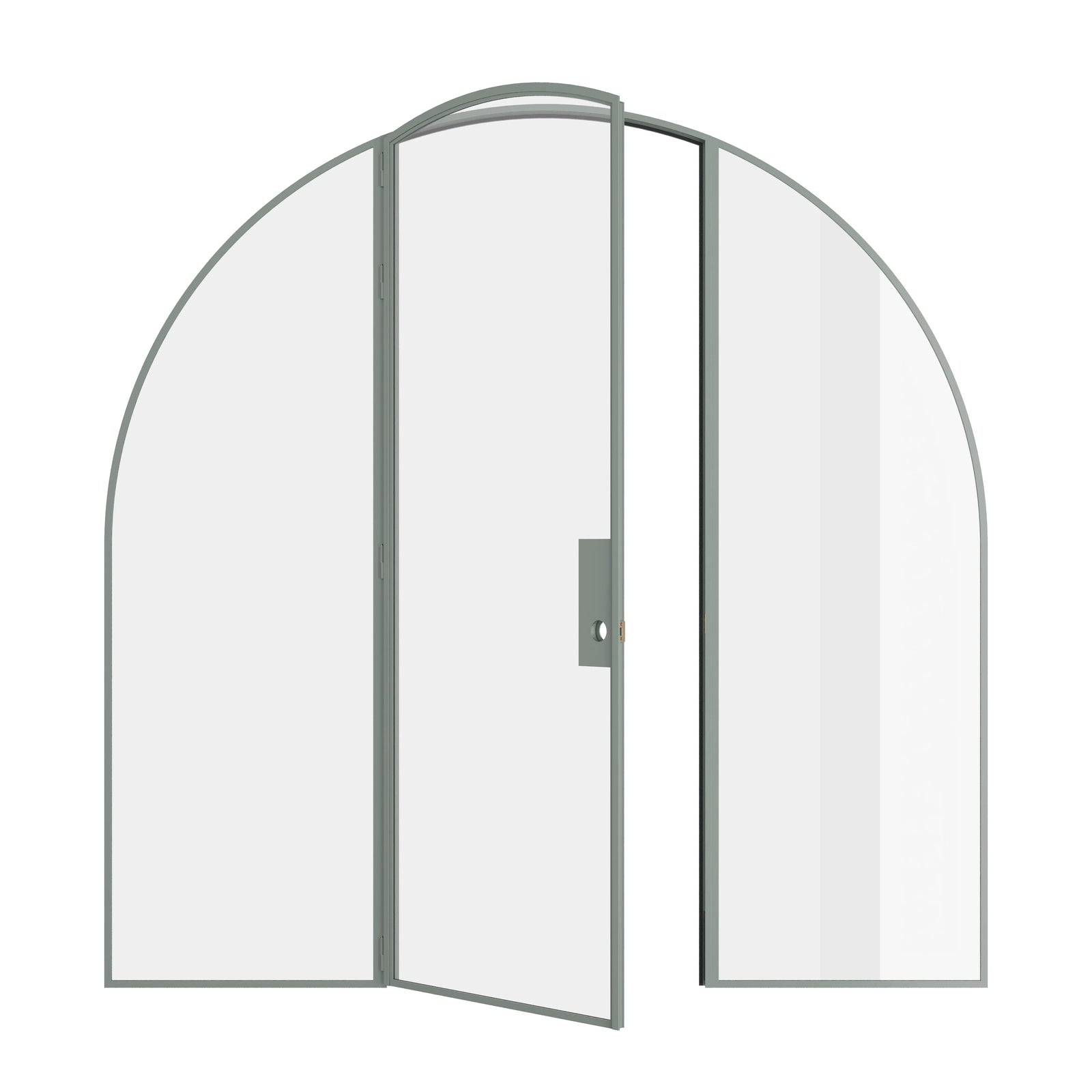 Pinkys Air Lite interior steel door, single, arch, with side windows, open