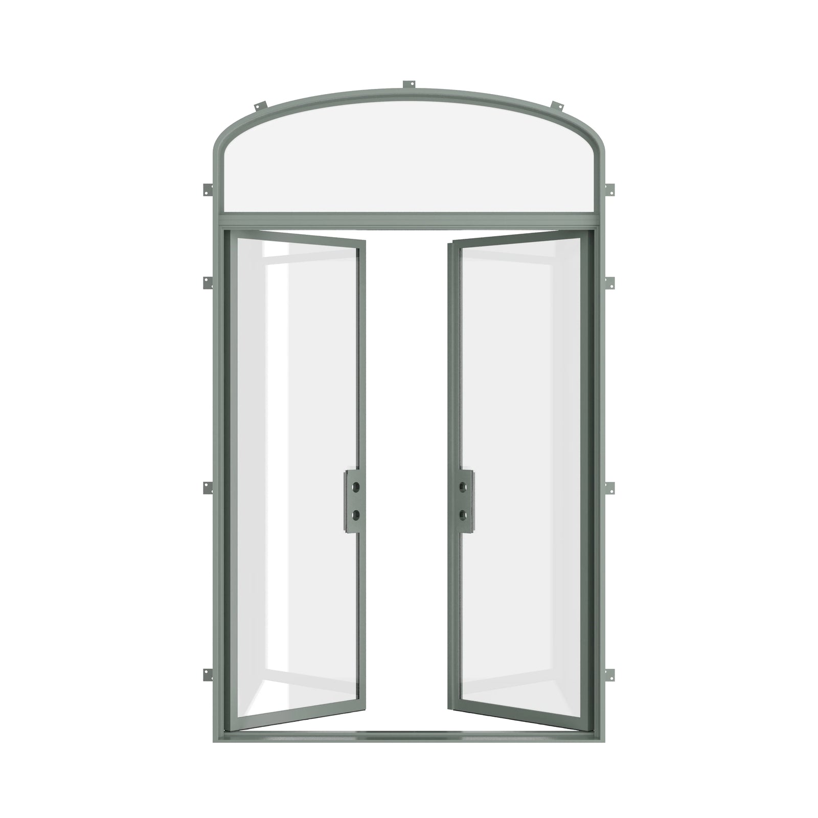 Pinkys Air Lite steel door, double, flat, with a mini-arch top window, open