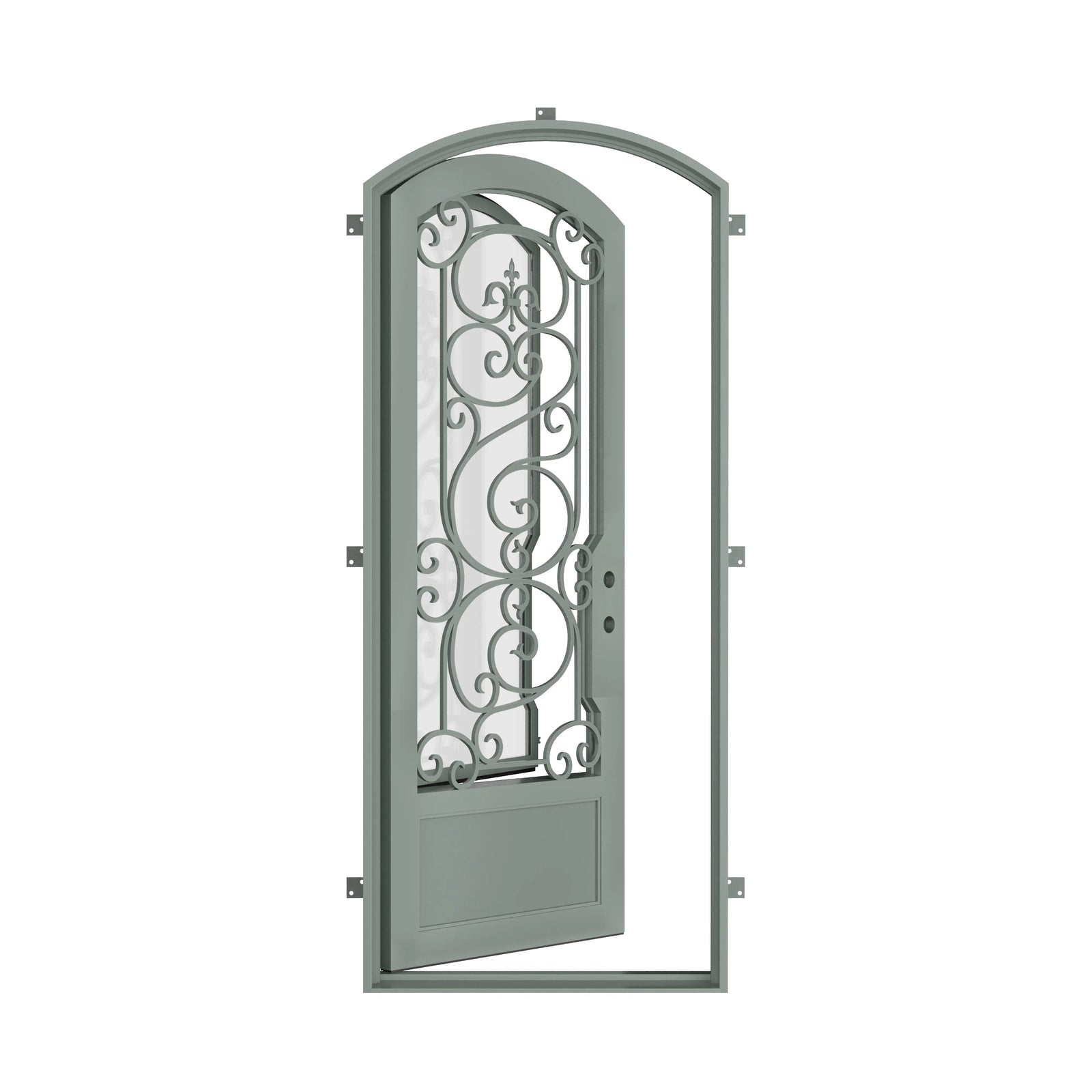 Pinkys Beverly steel door, single, arch, open