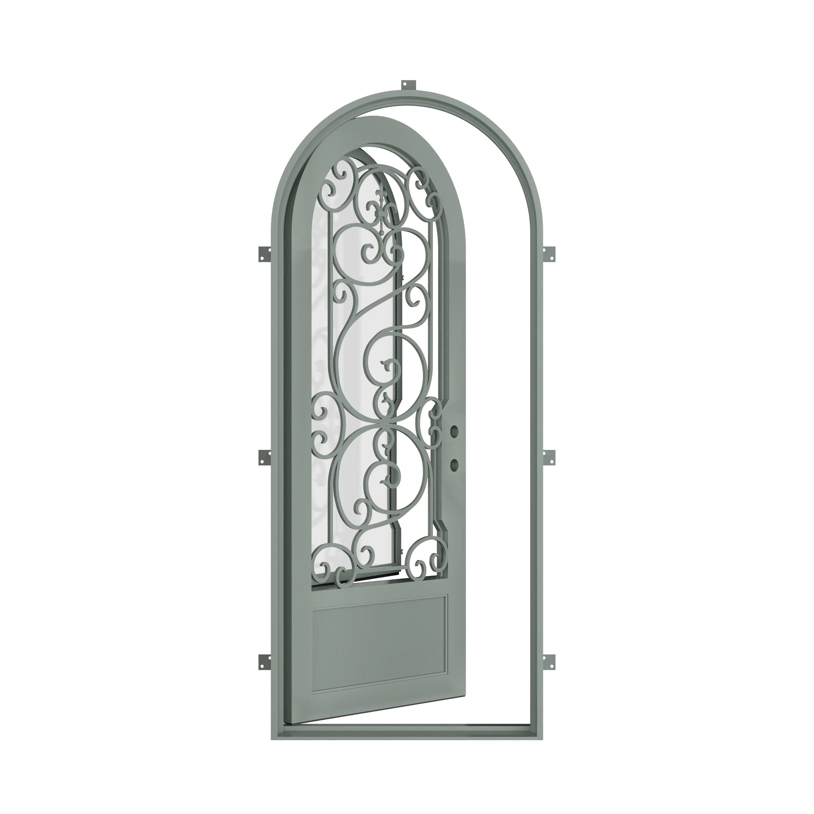 Pinkys Beverly steel door, single, full arch, open