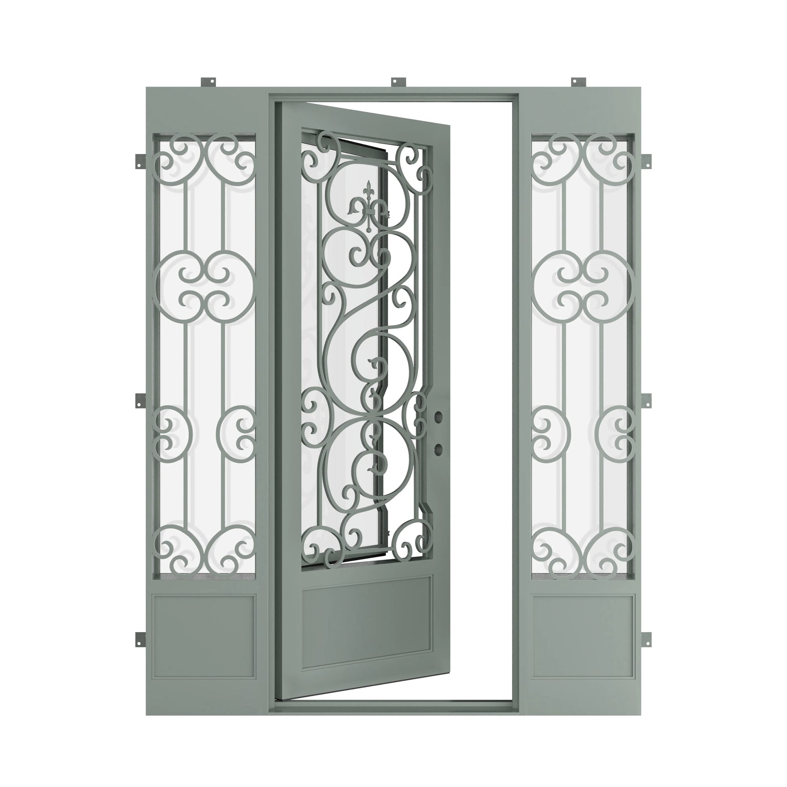 Pinkys Beverly steel door, single, flat, with side windows, open