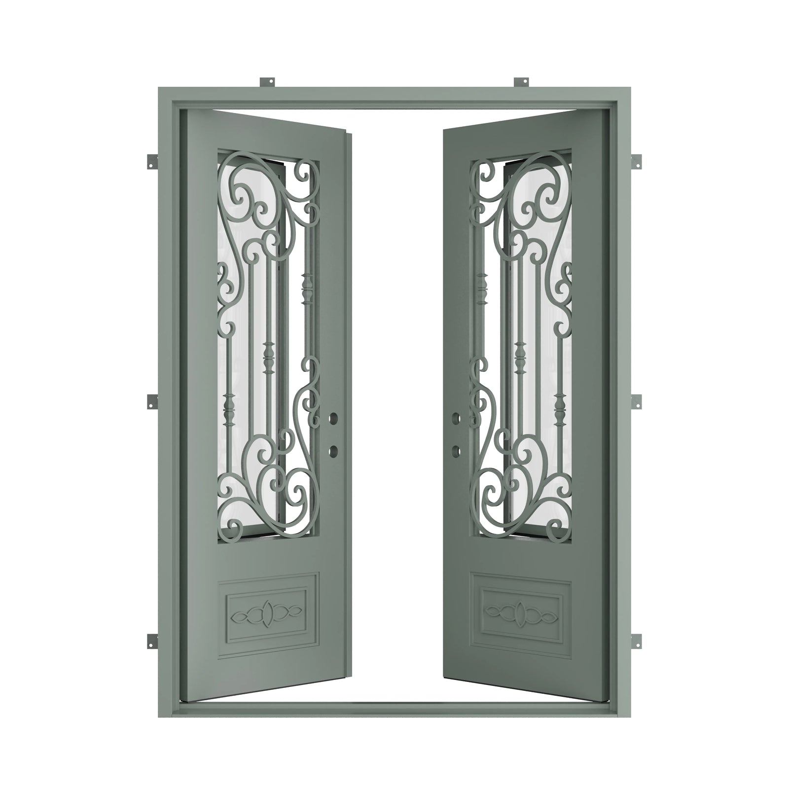 Pinkys Golden Gate steel door, double, flat, open