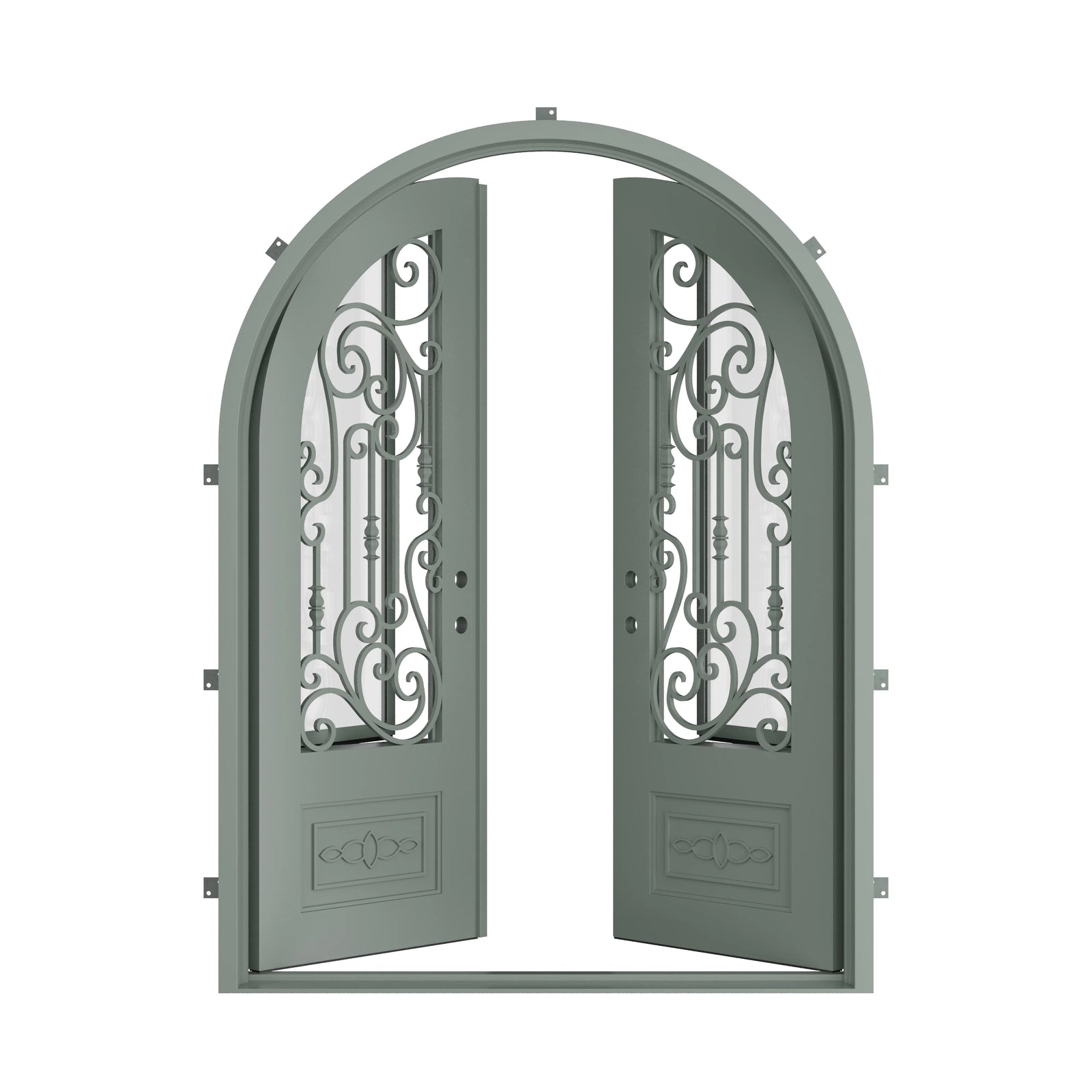 Pinkys Golden Gate steel door, double, arch, open