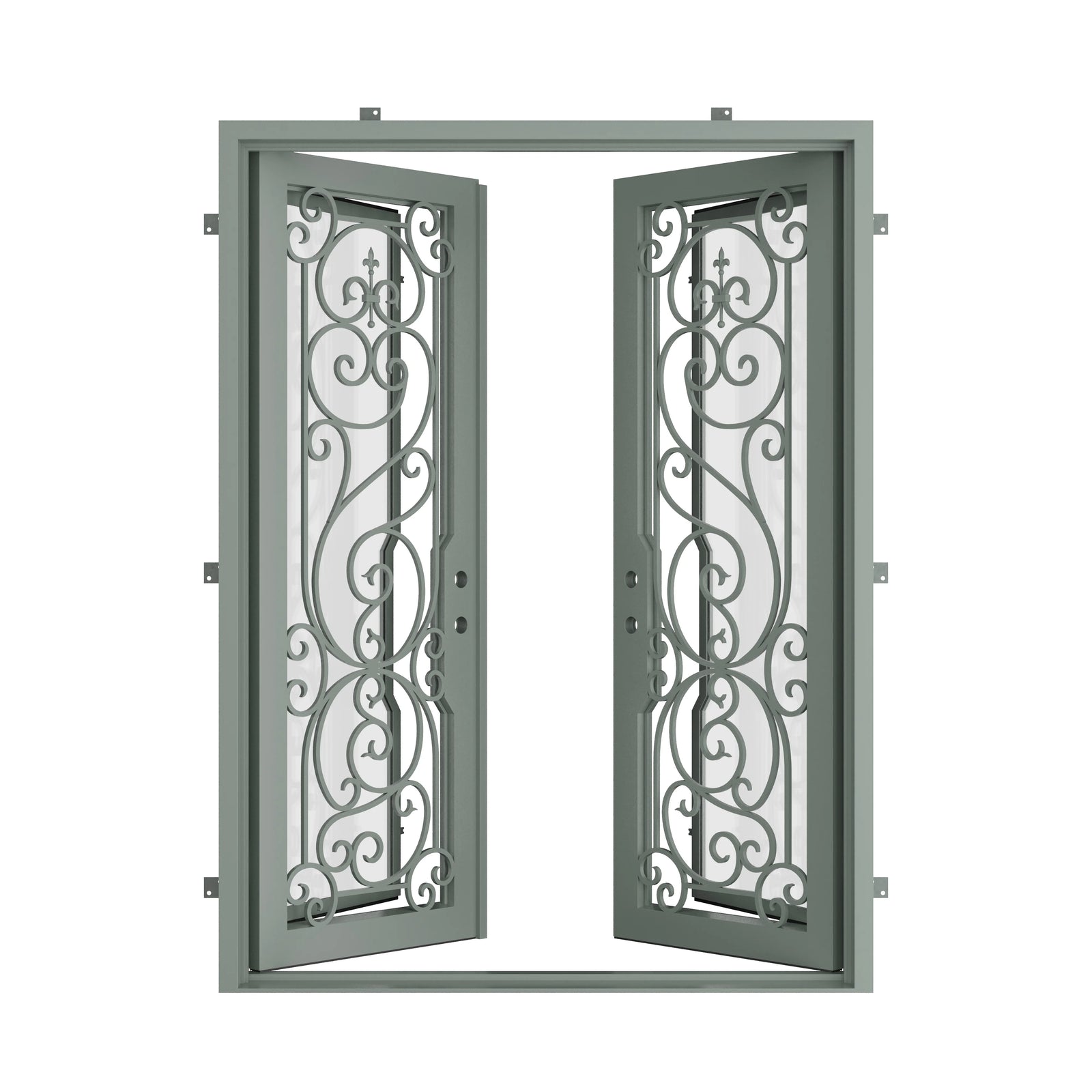 Pinkys Hills steel door, double, flat, open