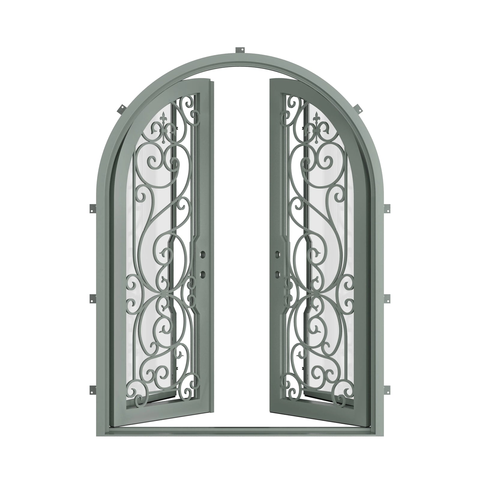 Pinkys Hills steel door, double, full arch, open