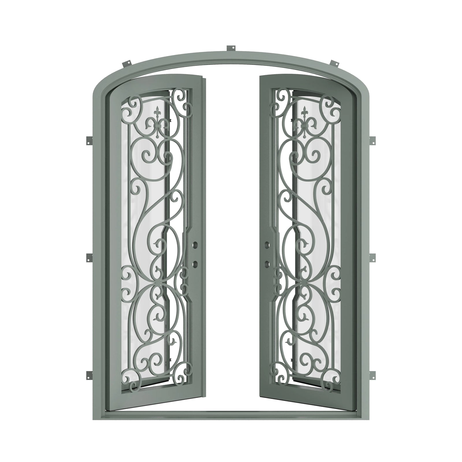 Pinkys Hills steel door, double, arch, open