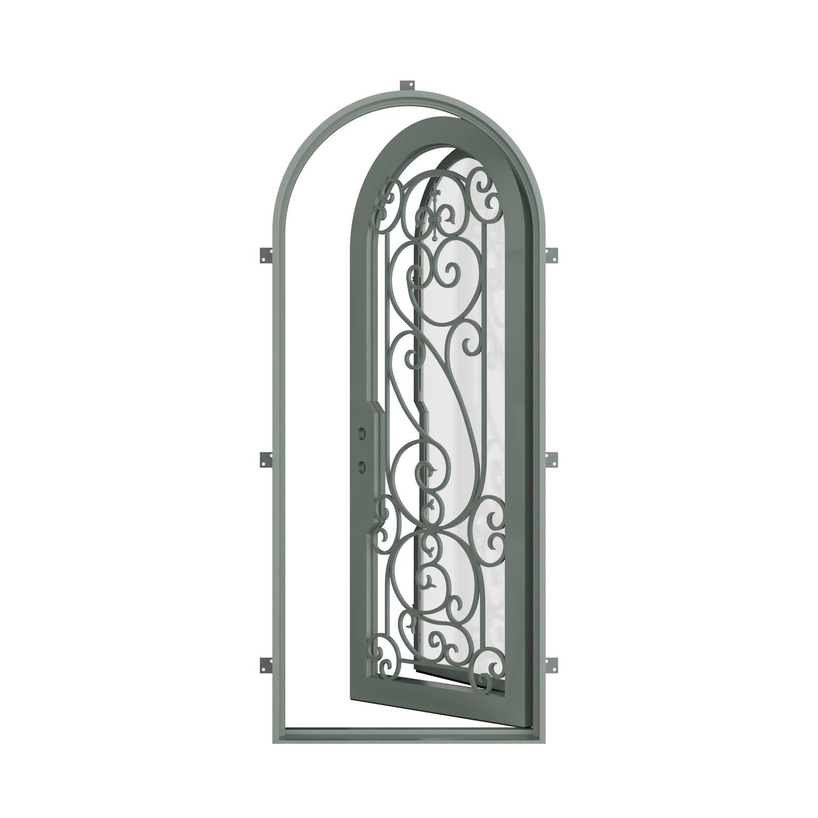 Pinkys Hills steel door, single, full arch, open