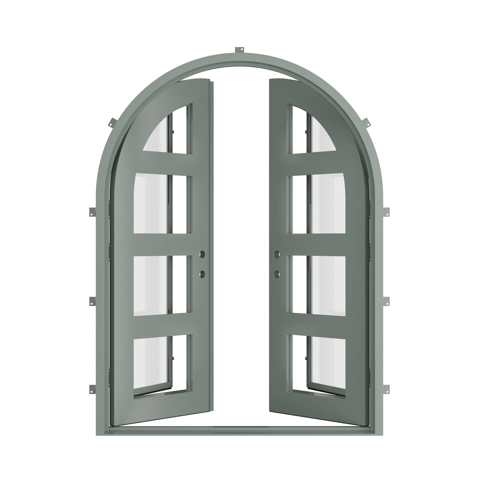 Pinkys Knox steel door, double, full arch, open