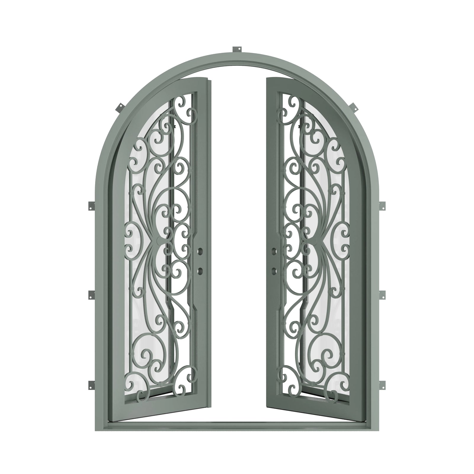 Pinkys Miracle steel door, double, full arch, open