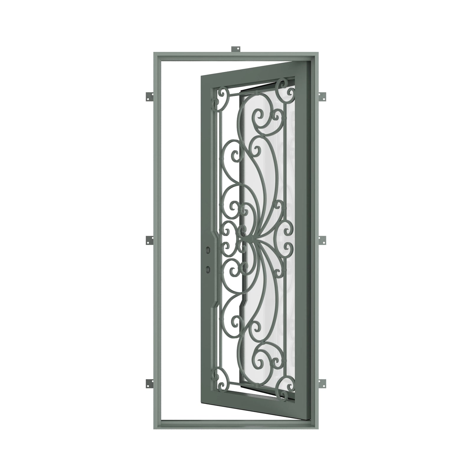 Pinkys Miracle steel door, single, flat, open