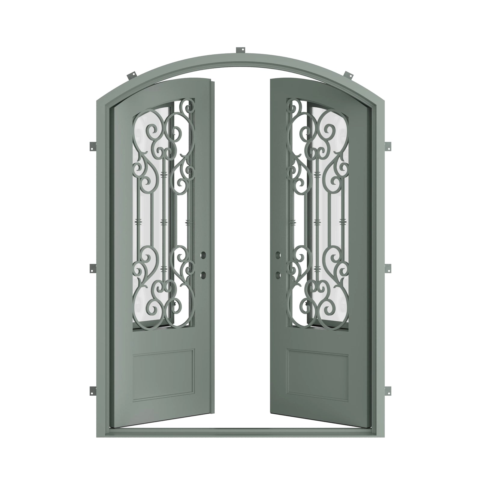 Pinkys New York steel door, double, arch, open