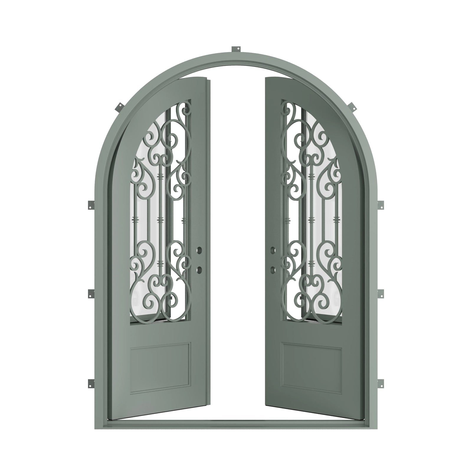 Pinkys New York steel door, double, full arch, open