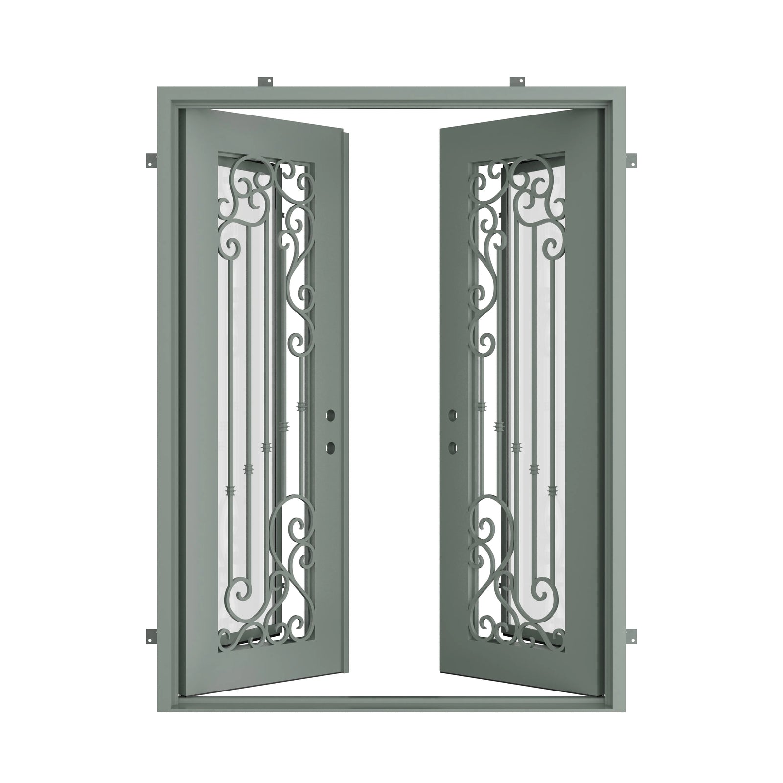 Pinkys Paris steel door, double, flat, open