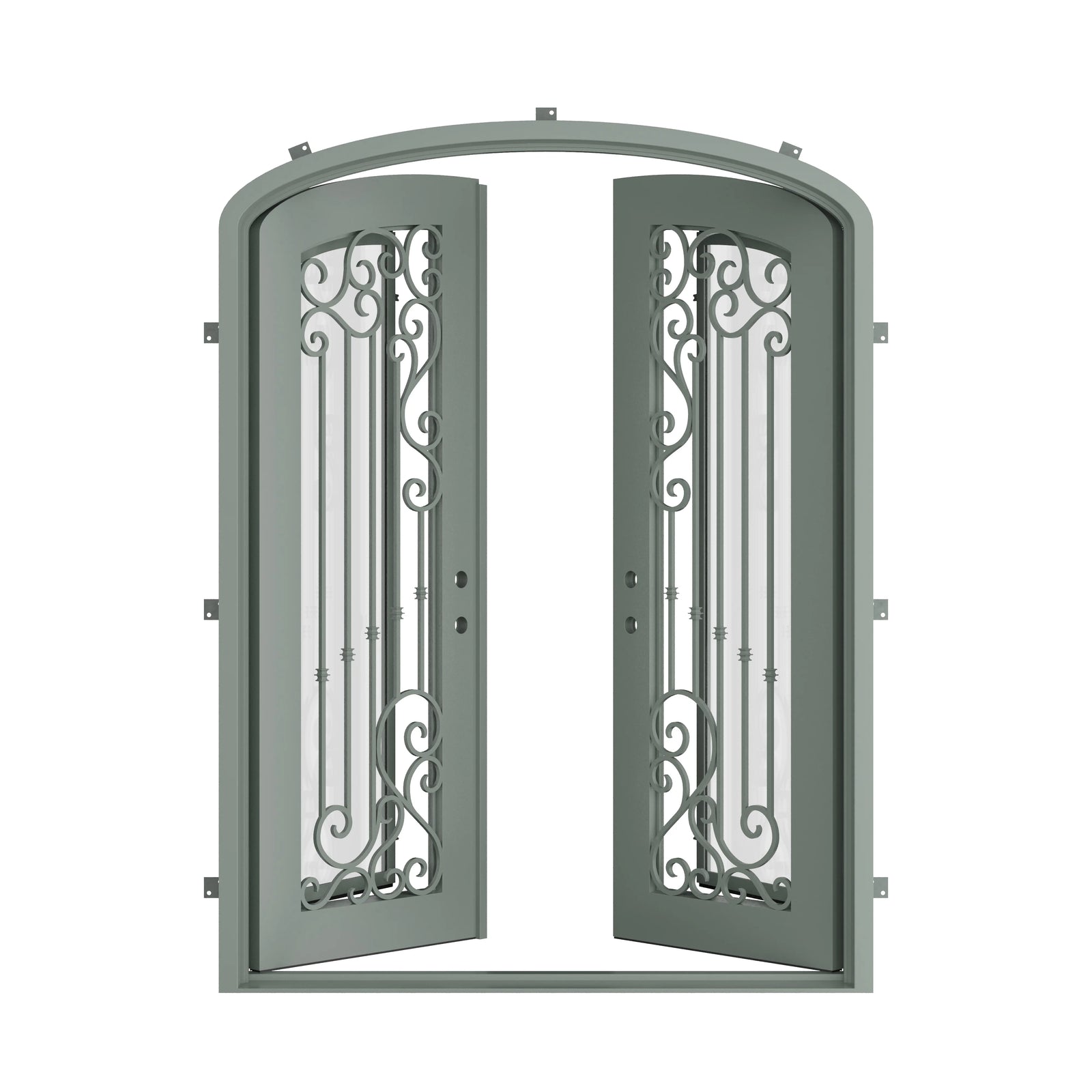 Pinkys Paris steel door, double, arch, open