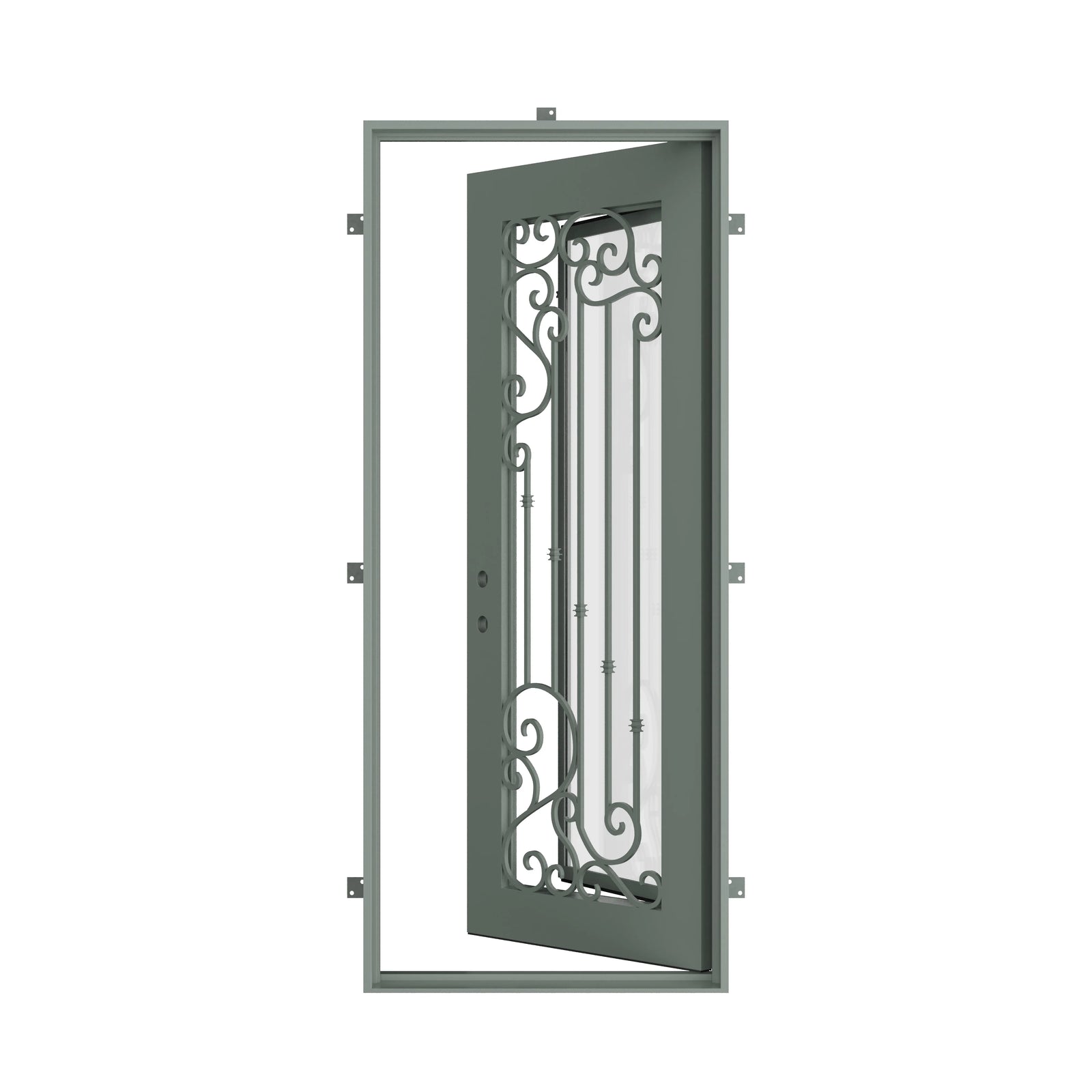Pinkys Paris steel door, single, flat, open