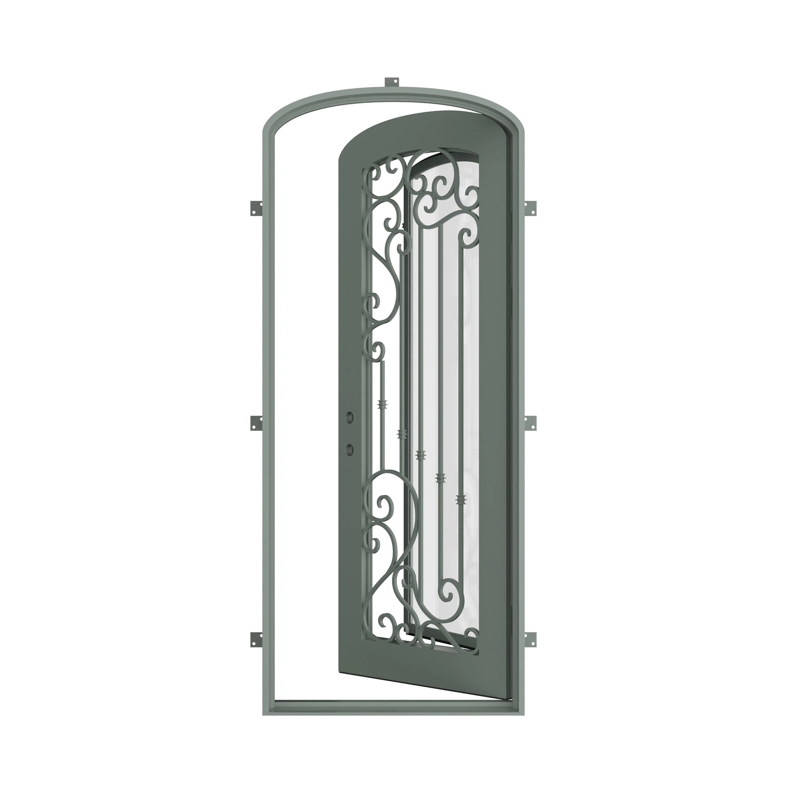 Pinkys Paris steel door, single, arch, open