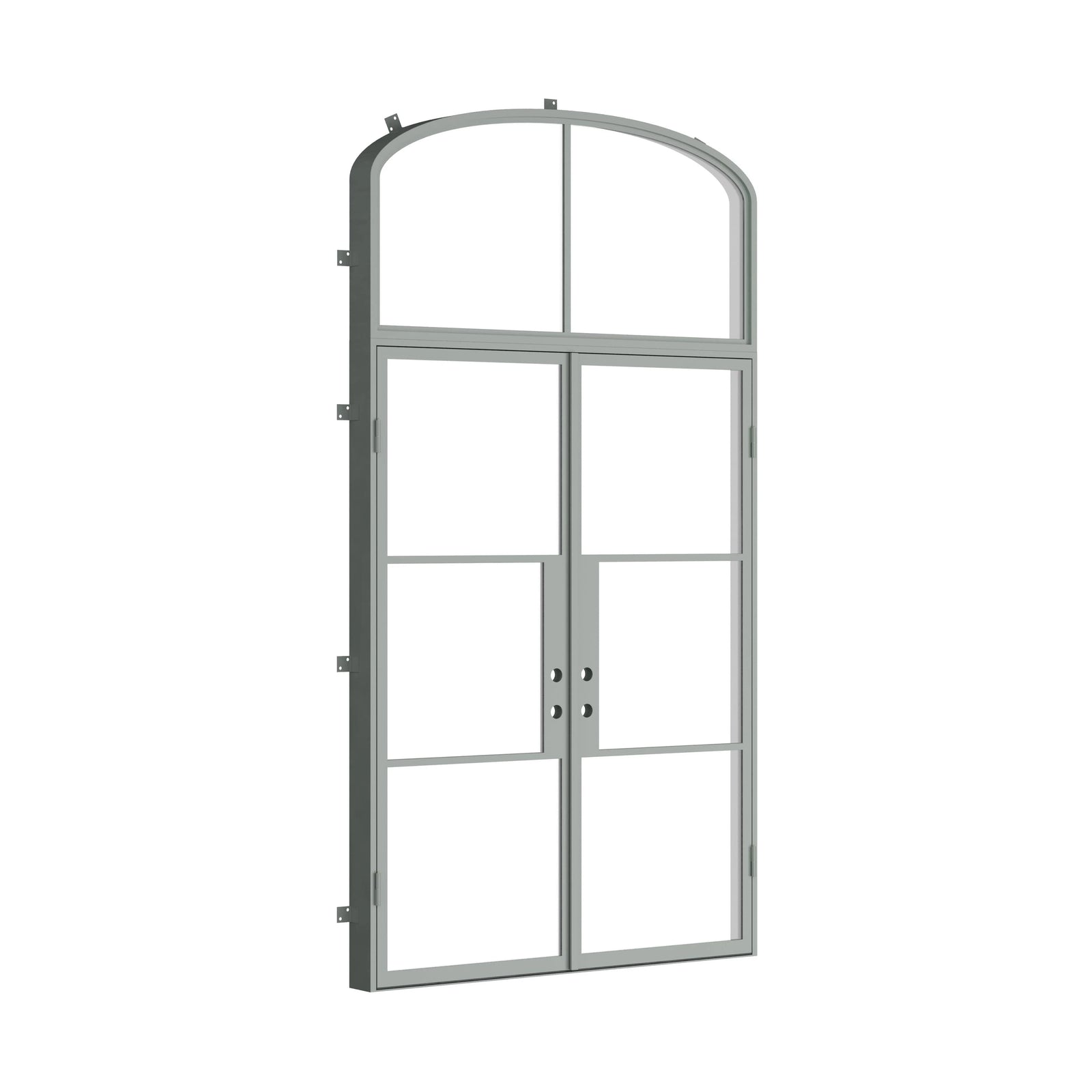 Pinkys Air 4 steel door, double, flat, with an arch top window, closed