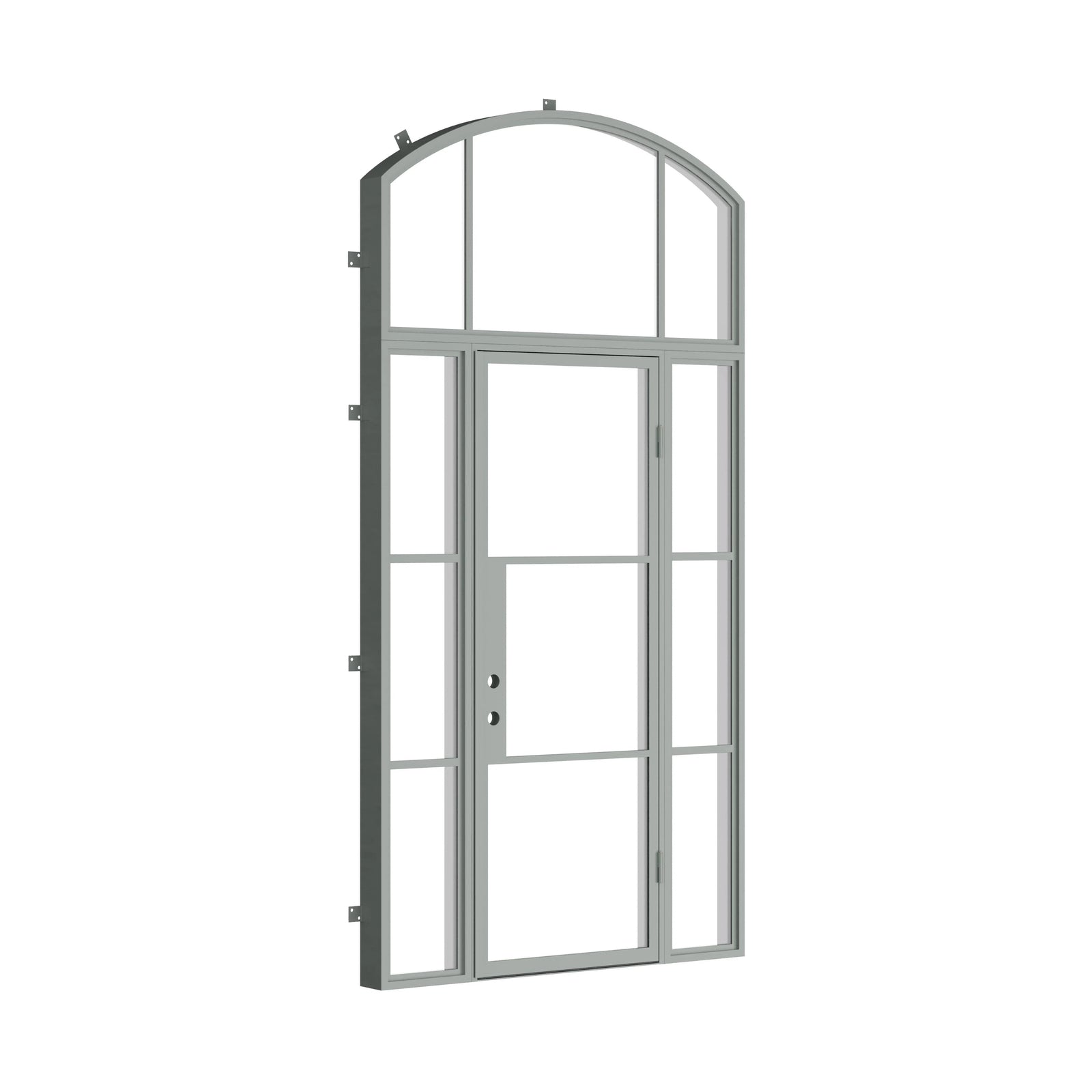 Pinkys Air 4 steel door, single, flat, with side windows, with an arch top window, closed