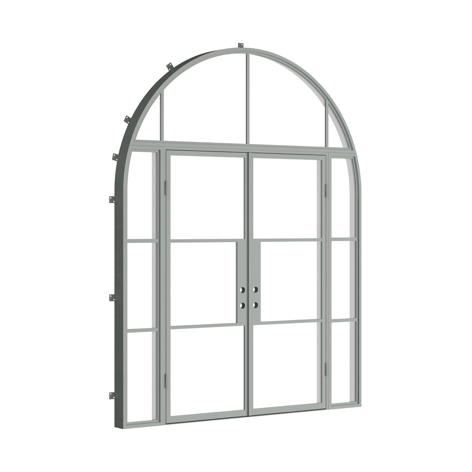 Pinkys Air 4 steel door, double, flat, with side windows, with a full-arch top window, closed