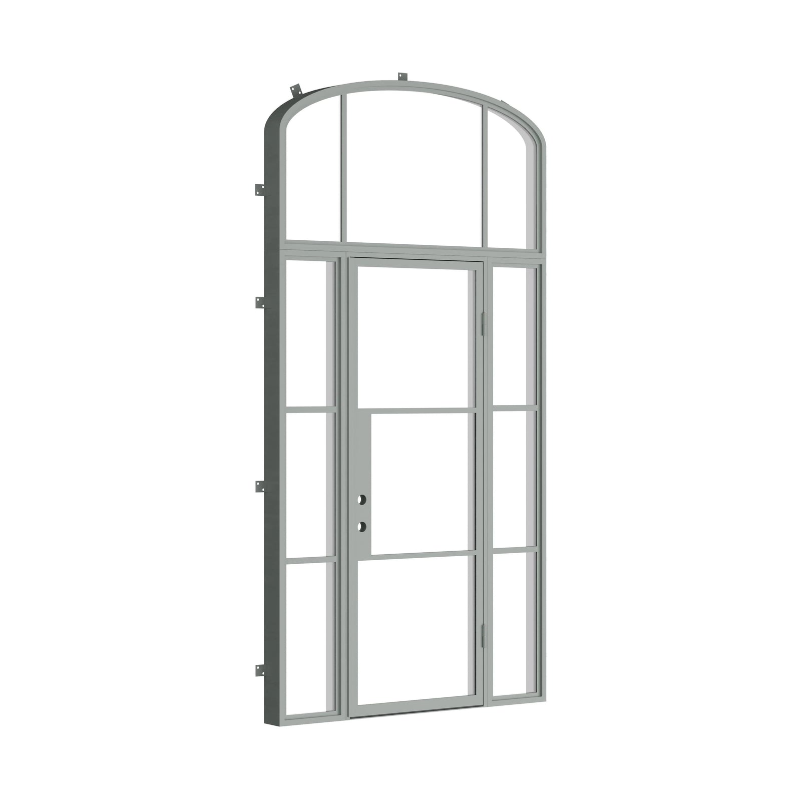 Pinkys Air 4 steel door, single, flat, with side windows, with a mini-arch top window, closed