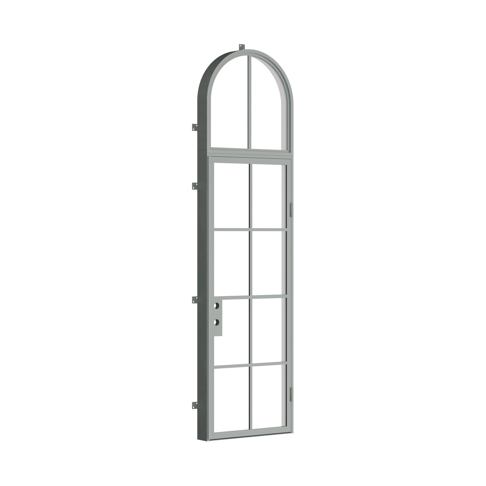 Pinkys Air 5 steel door, single, flat, with an arch top window, closed
