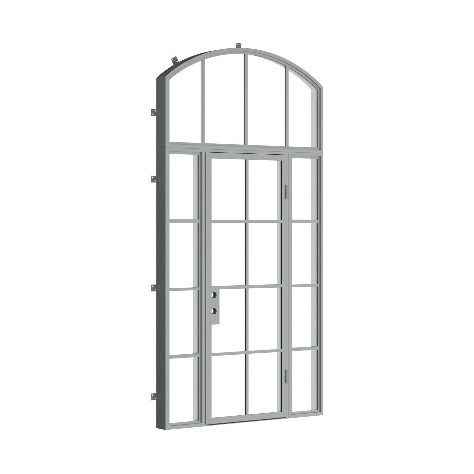 Pinkys Air 5 steel door, single, flat, with side windows, with an arch top window, closed