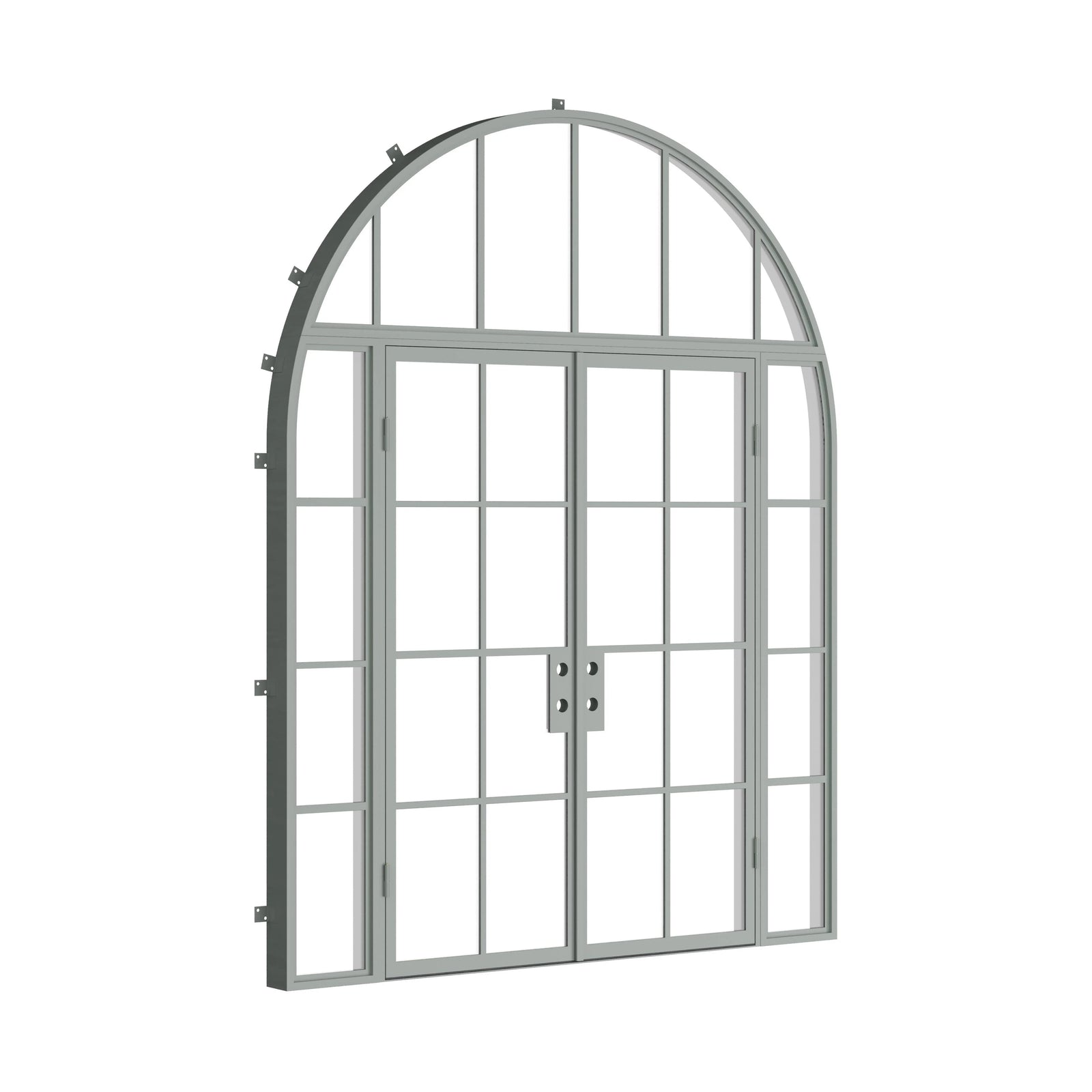 Pinkys Air 5 steel door, double, flat, with side windows, with an arch top window, closed