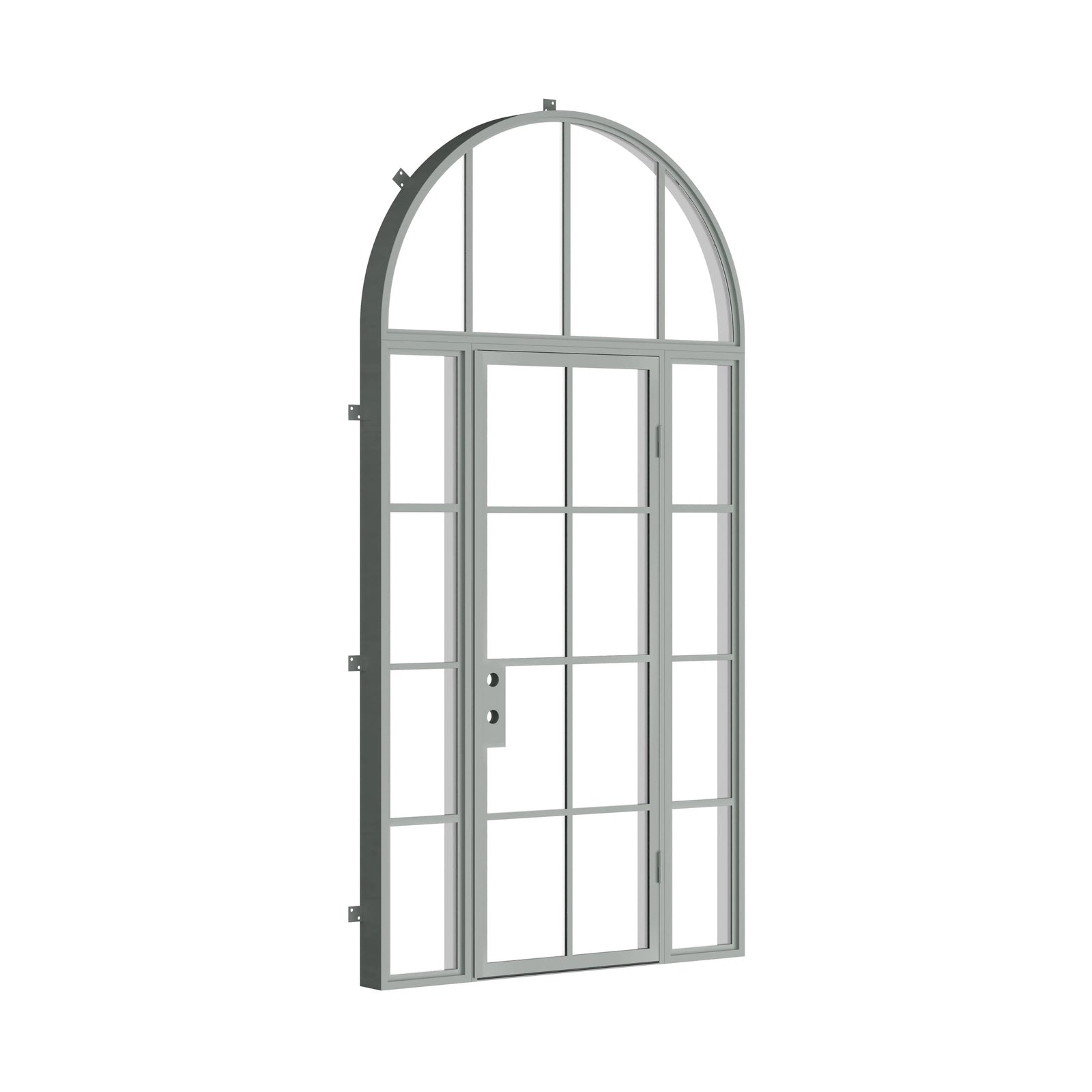 Pinkys Air 5 steel door, single, flat, with side windows, with a full-arch top window, closed